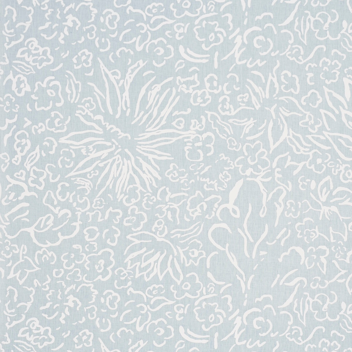 Matisse fabric in white on sky color - pattern number TL400052 - by Schumacher in the Tillett collection