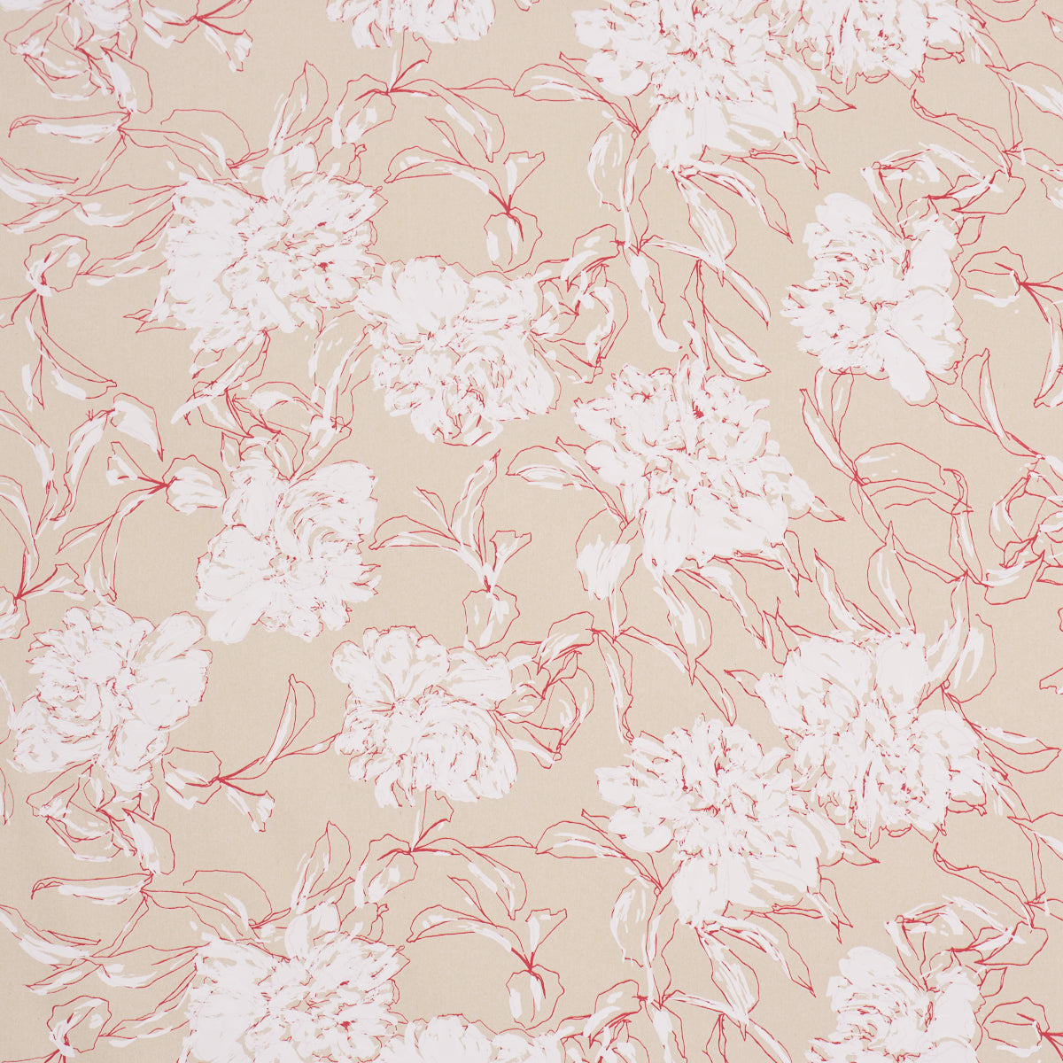 Peony Silhouette fabric in red color - pattern number TL400060 - by Schumacher in the Tillett collection