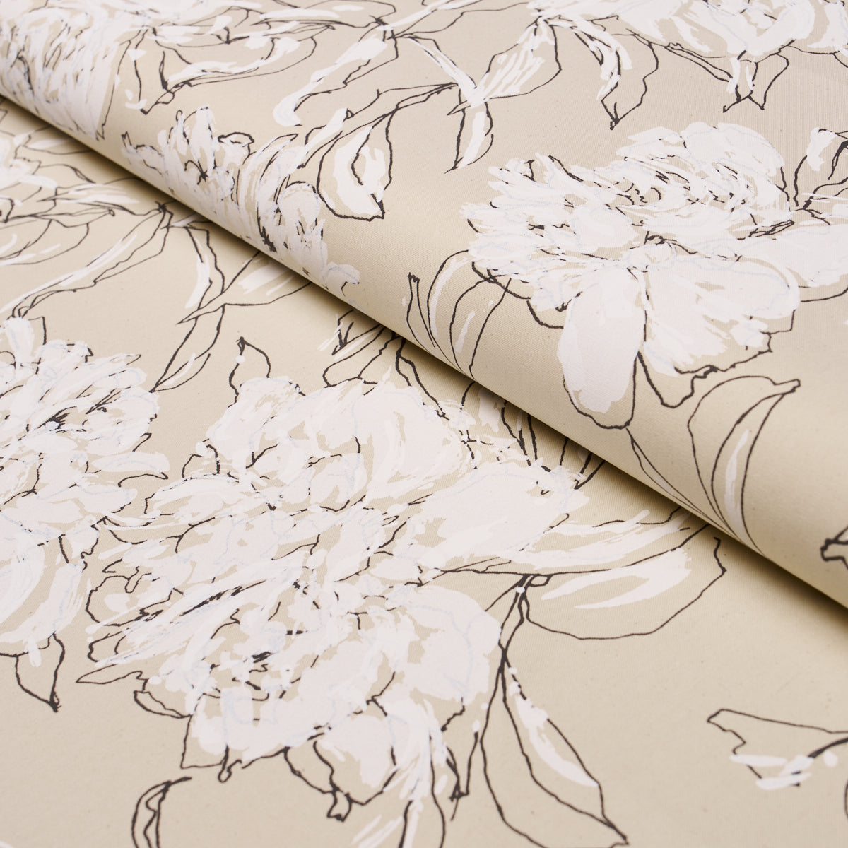 Peony Silhouette fabric in graphite color - pattern number TL400062 - by Schumacher in the Tillett collection
