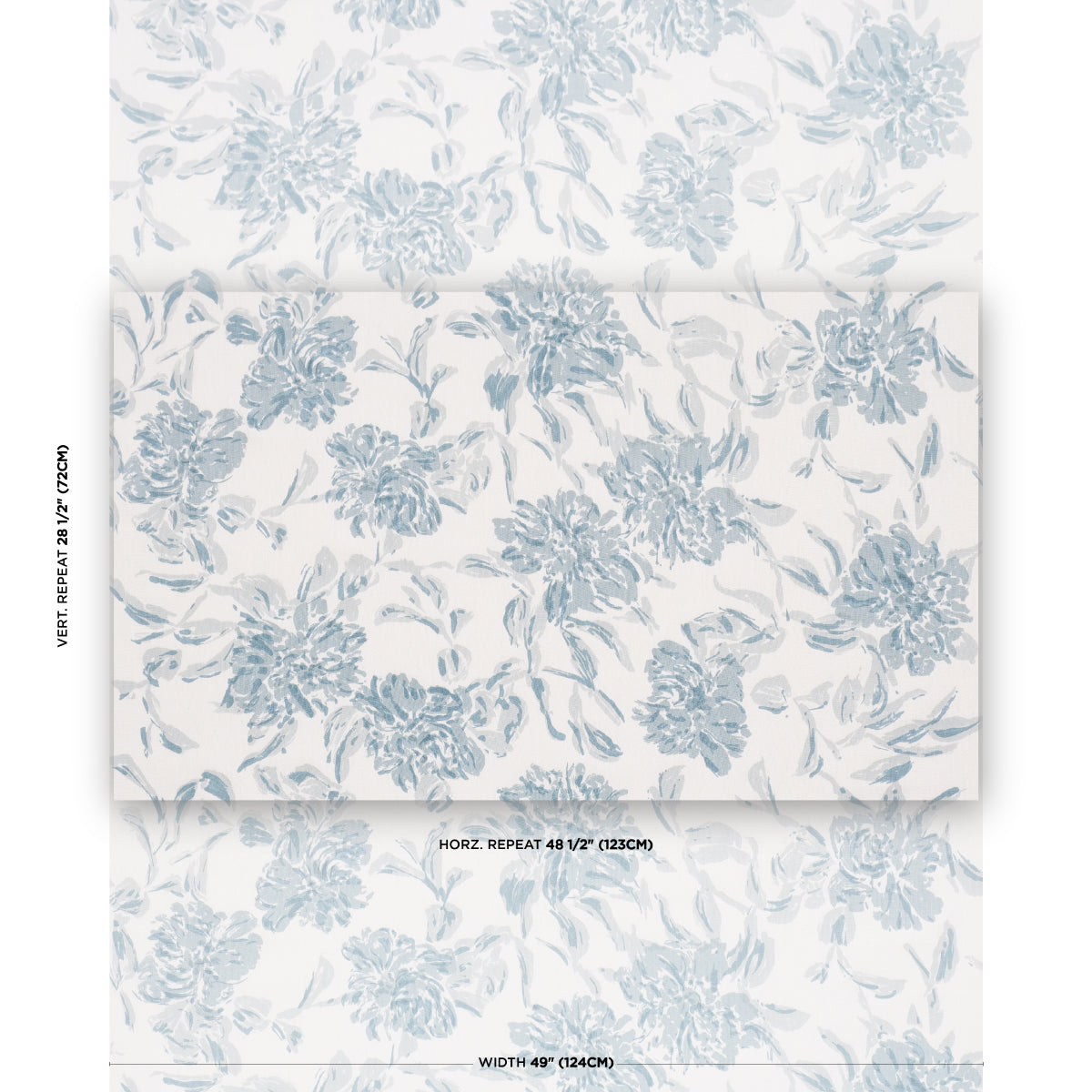 Peony fabric in chambray color - pattern number TL400071 - by Schumacher in the Tillett collection