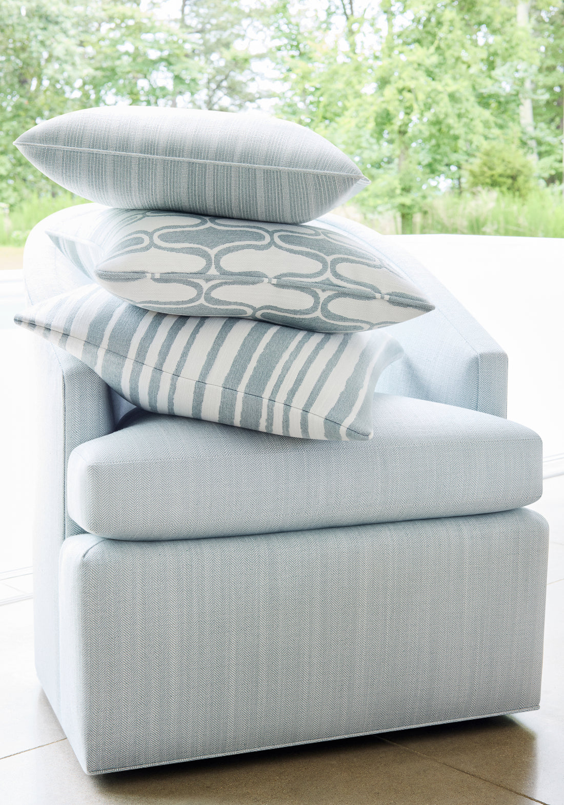 Dexter Chair in Savile woven fabric in seafoam color - pattern number W8565 - by Thibaut in the Villa Textures collection