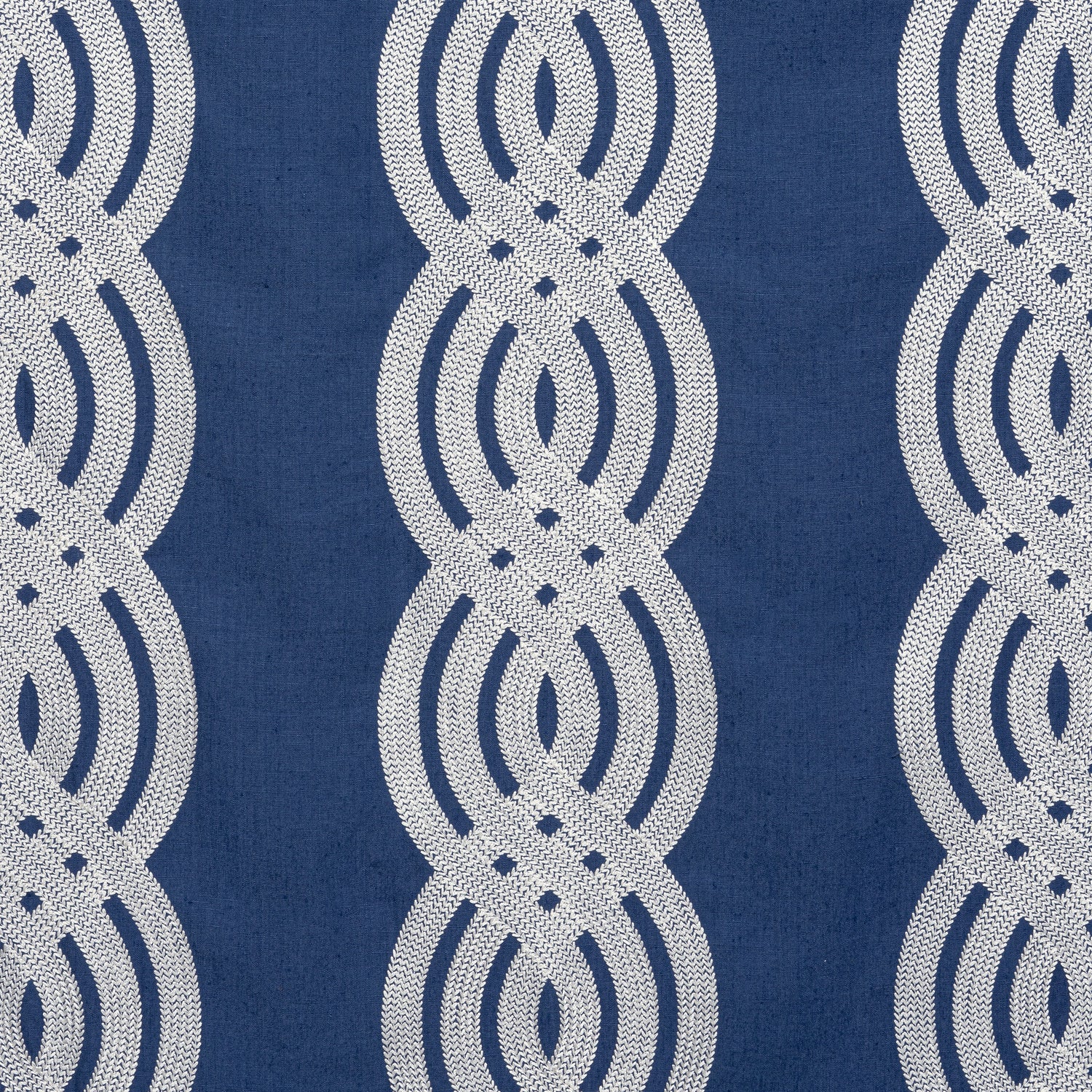 Braid Embroidery fabric in navy color - pattern number W710802 - by Thibaut in the Heritage collection