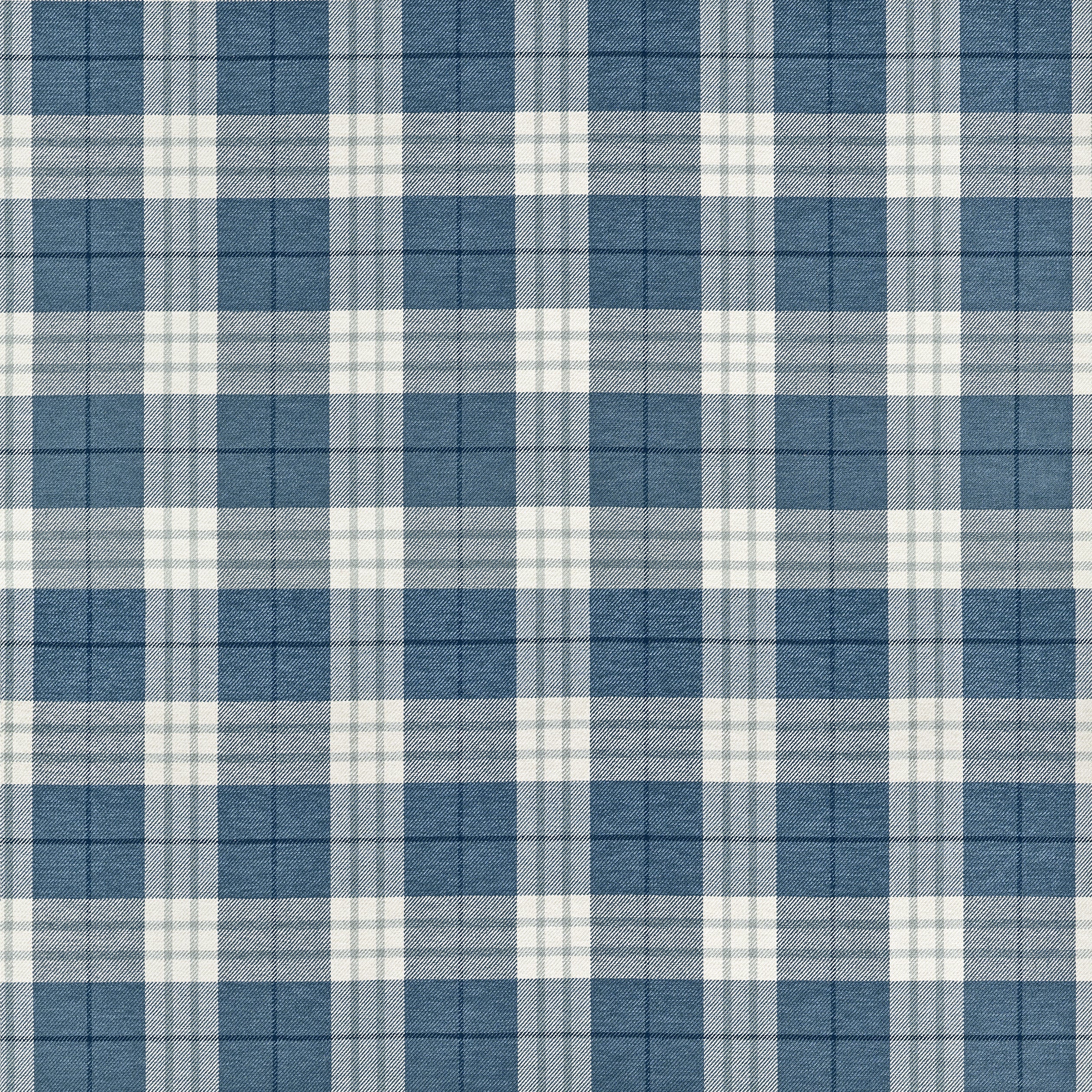Percival Plaid fabric in true blue color - pattern number W711329 - by Thibaut in the Savile collection