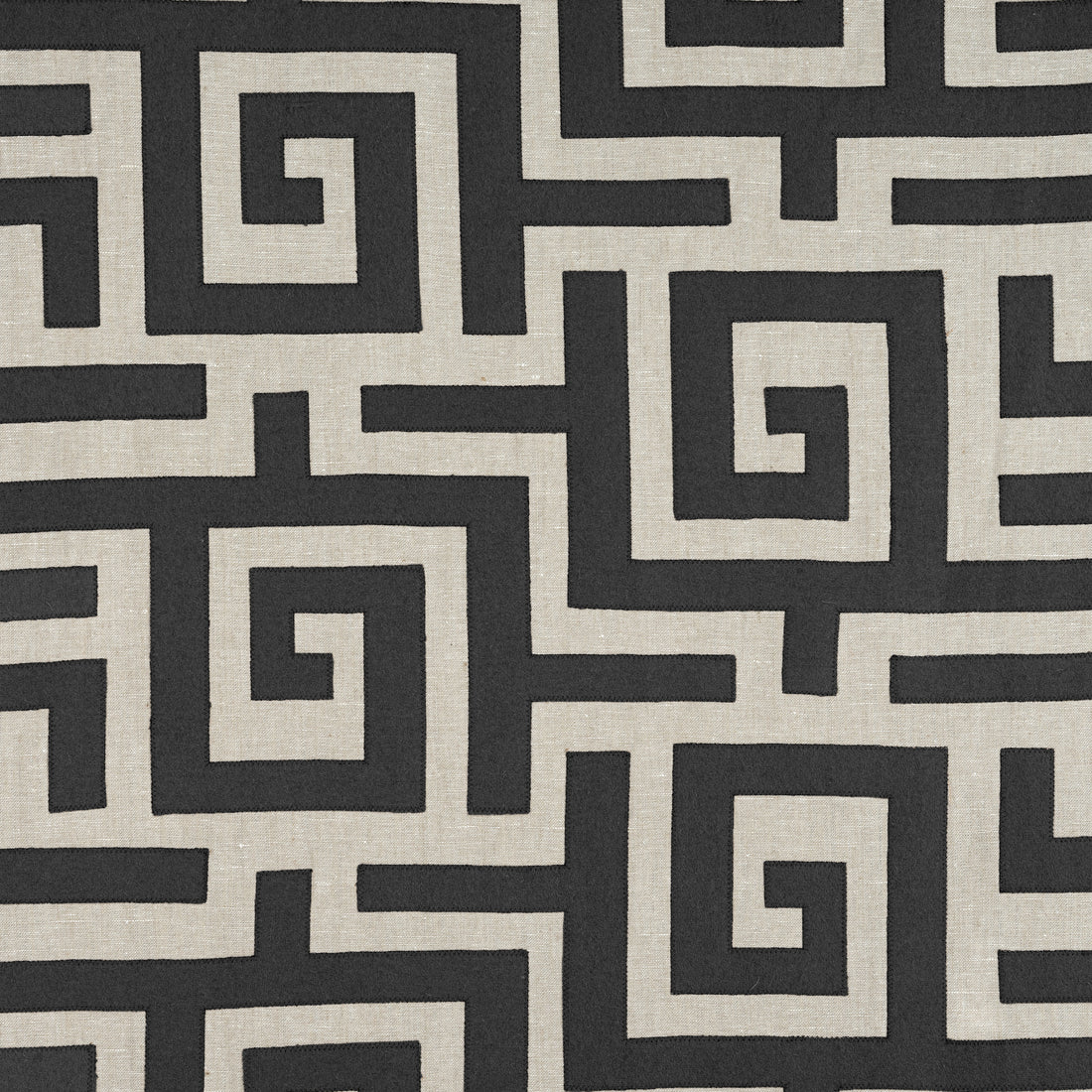 Tulum Applique fabric in black on natural color - pattern number W713221 - by Thibaut in the Mesa collection