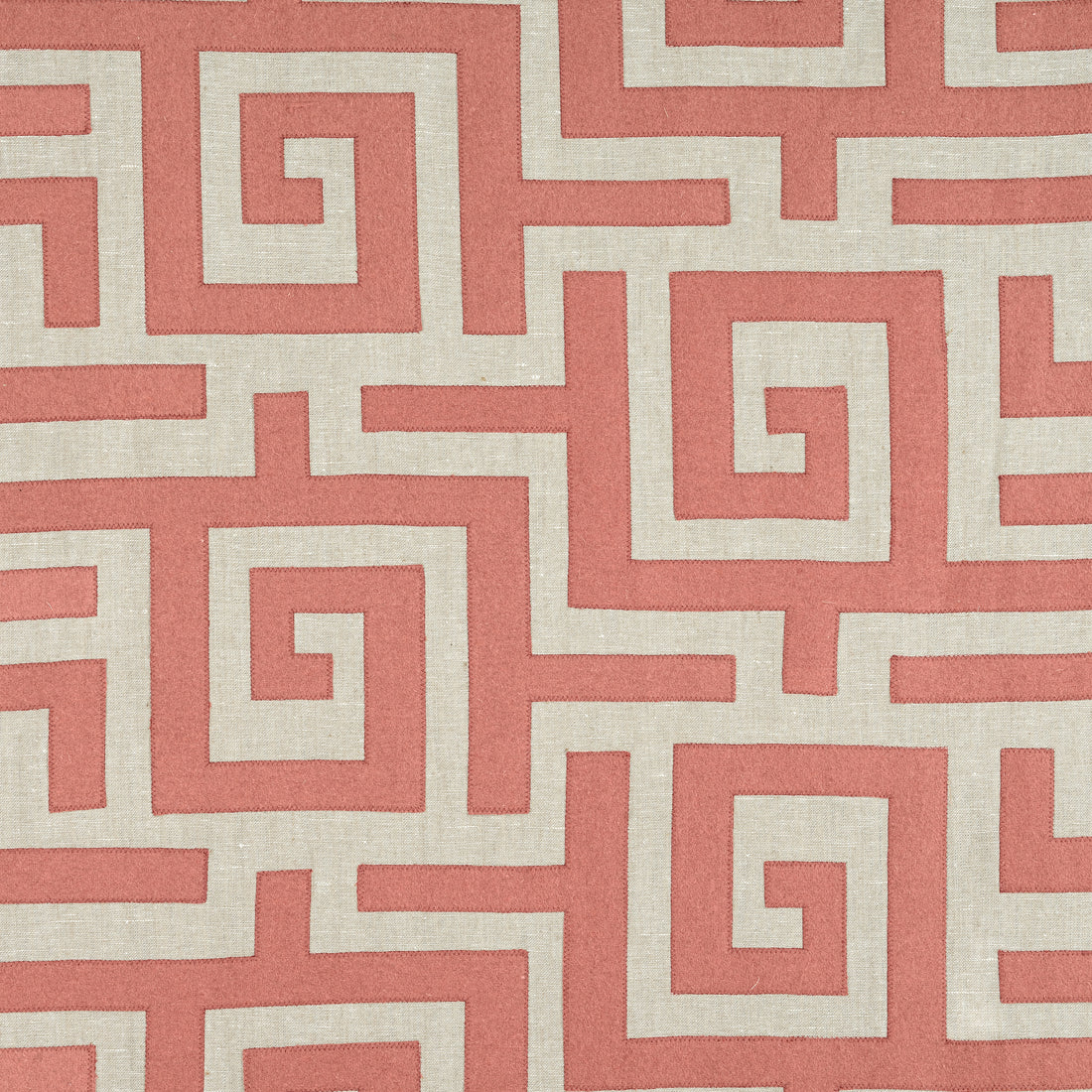 Tulum Applique fabric in coral on natural color - pattern number W713223 - by Thibaut in the Mesa collection