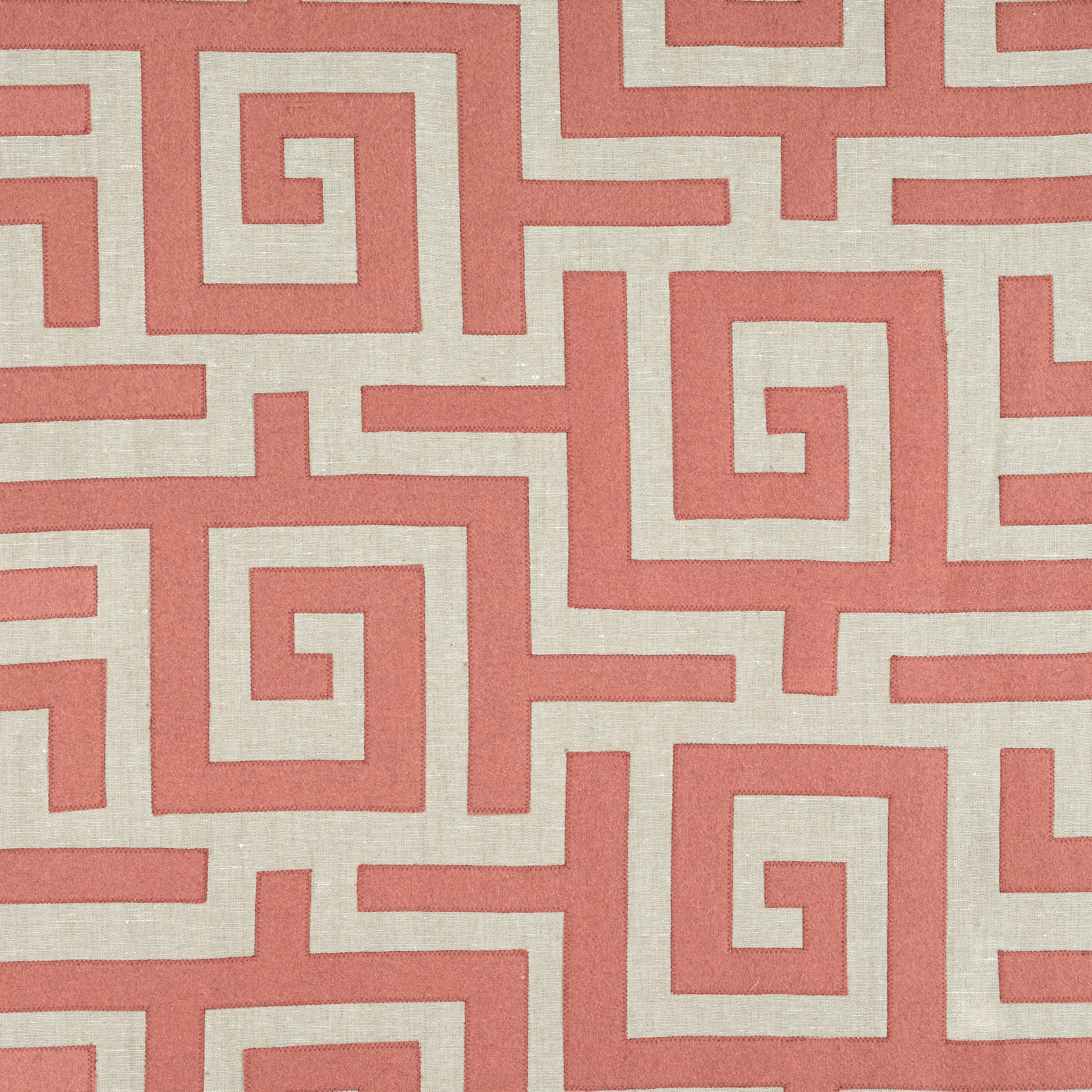 Tulum Applique fabric in coral on natural color - pattern number W713223 - by Thibaut in the Mesa collection