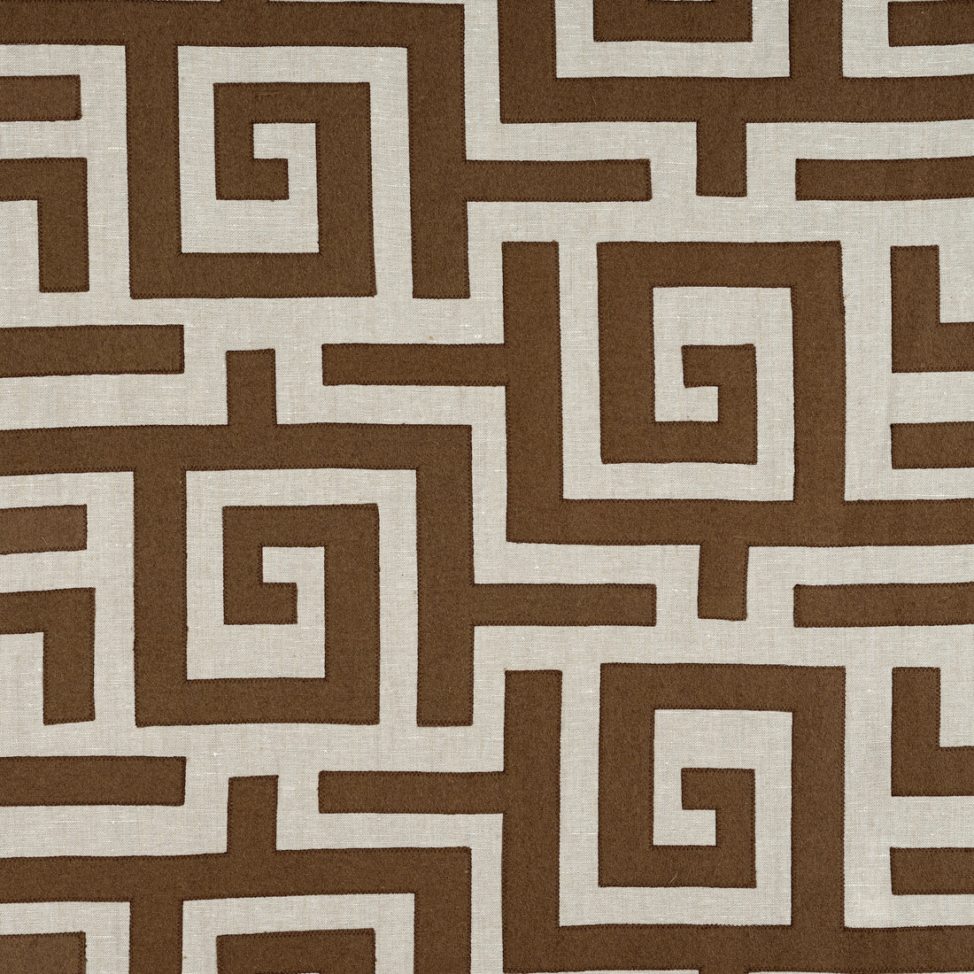 Tulum Applique fabric in brown on natural color - pattern number W713226 - by Thibaut in the Mesa collection