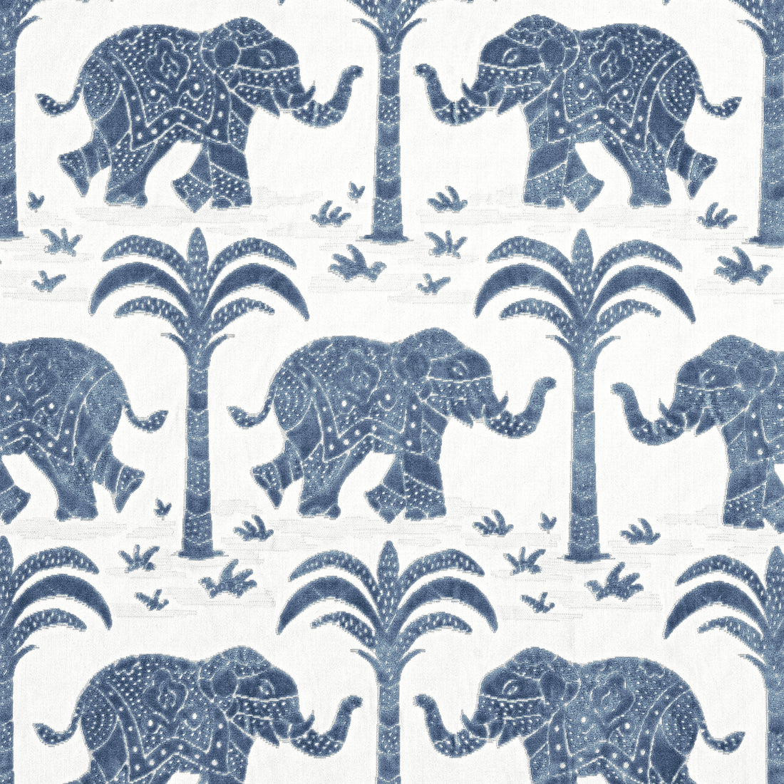 Elephant Velvet fabric in navy color - pattern number W716200 - by Thibaut in the Kismet collection
