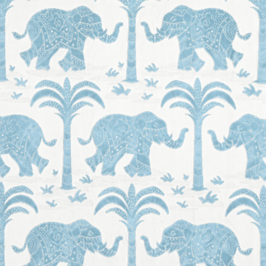 Elephant Velvet fabric in french blue color - pattern number W716204 - by Thibaut in the Kismet collection