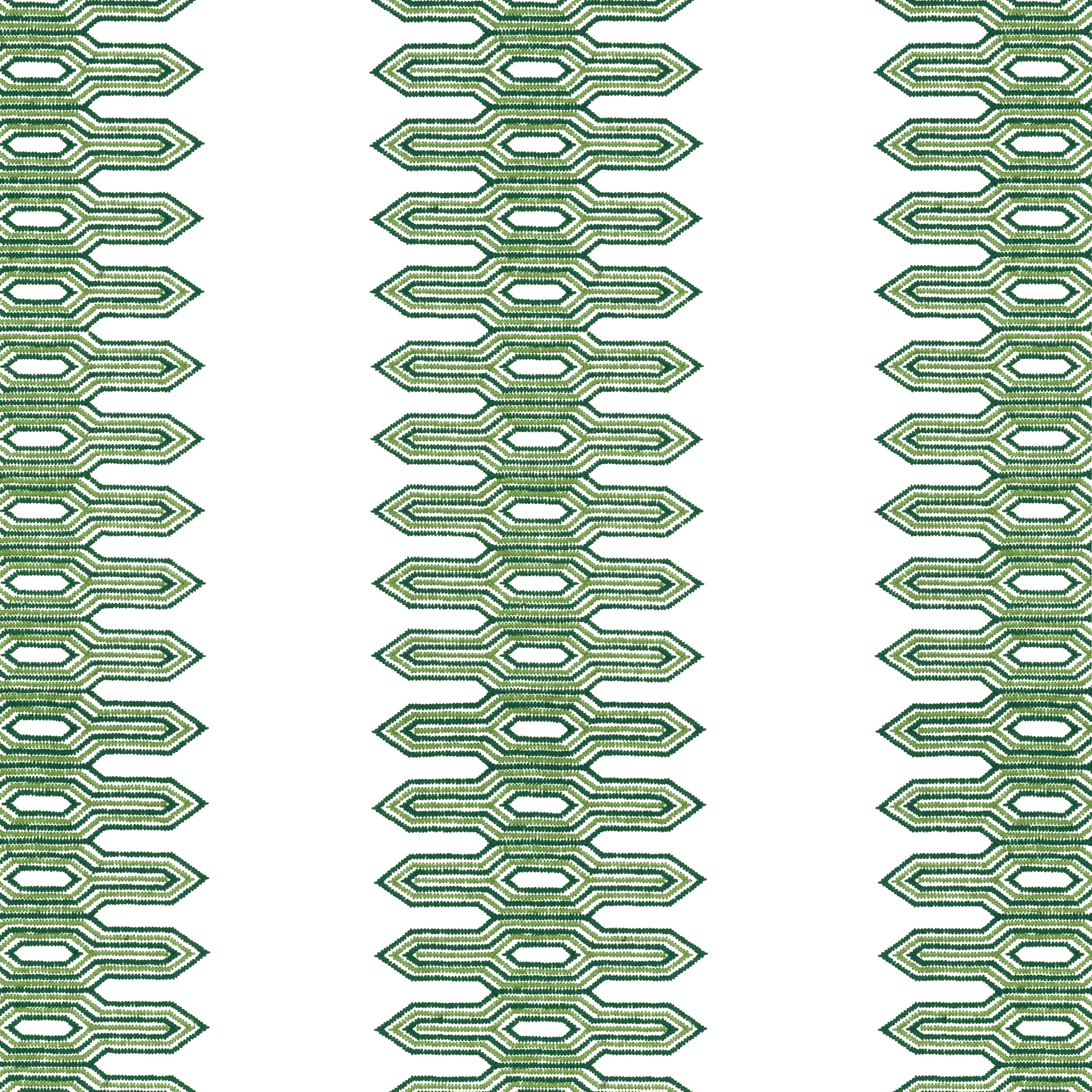Nola Stripe Embroidery fabric in green color - pattern number W720808 - by Thibaut in the Eden collection