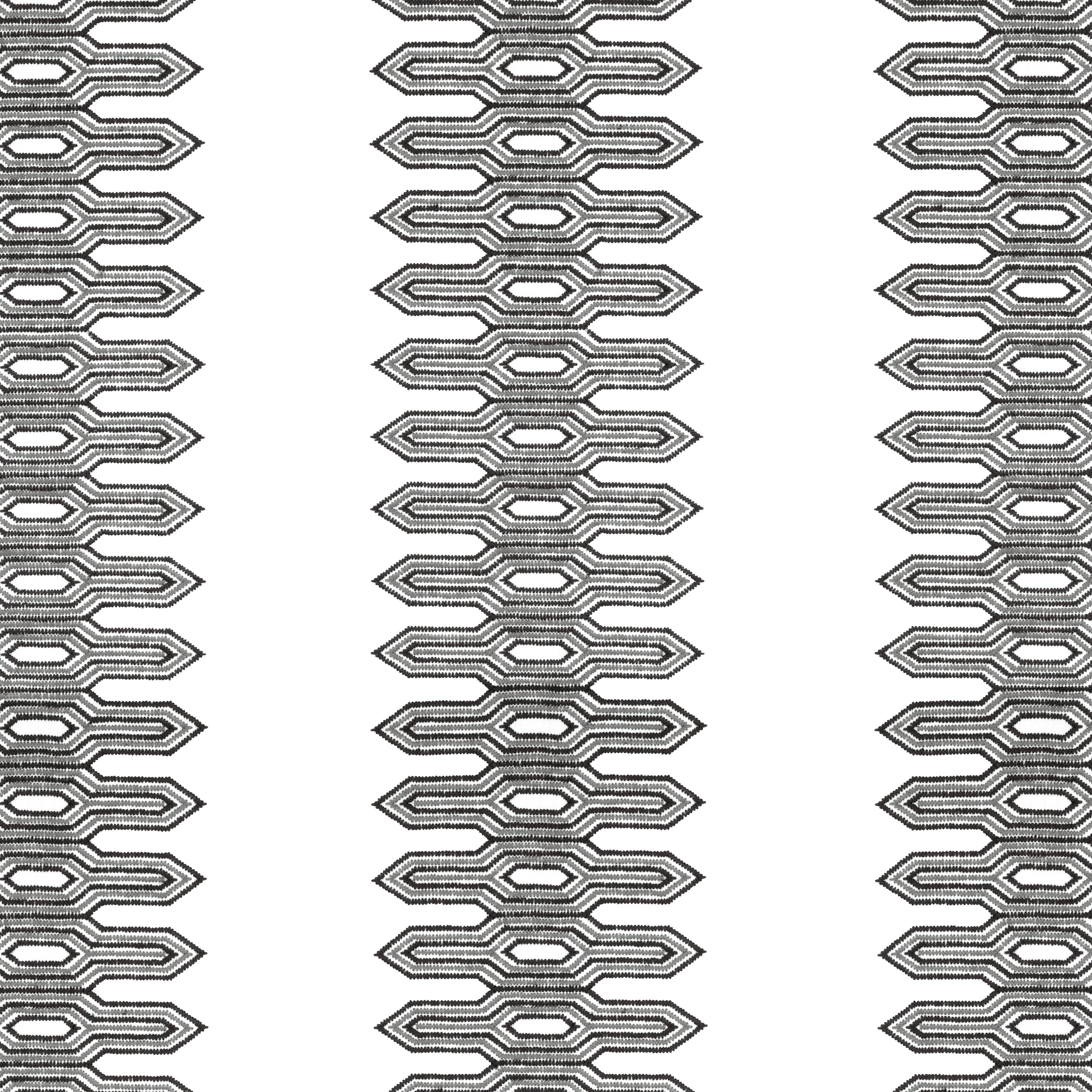 Nola Stripe Embroidery fabric in black color - pattern number W720809 - by Thibaut in the Eden collection