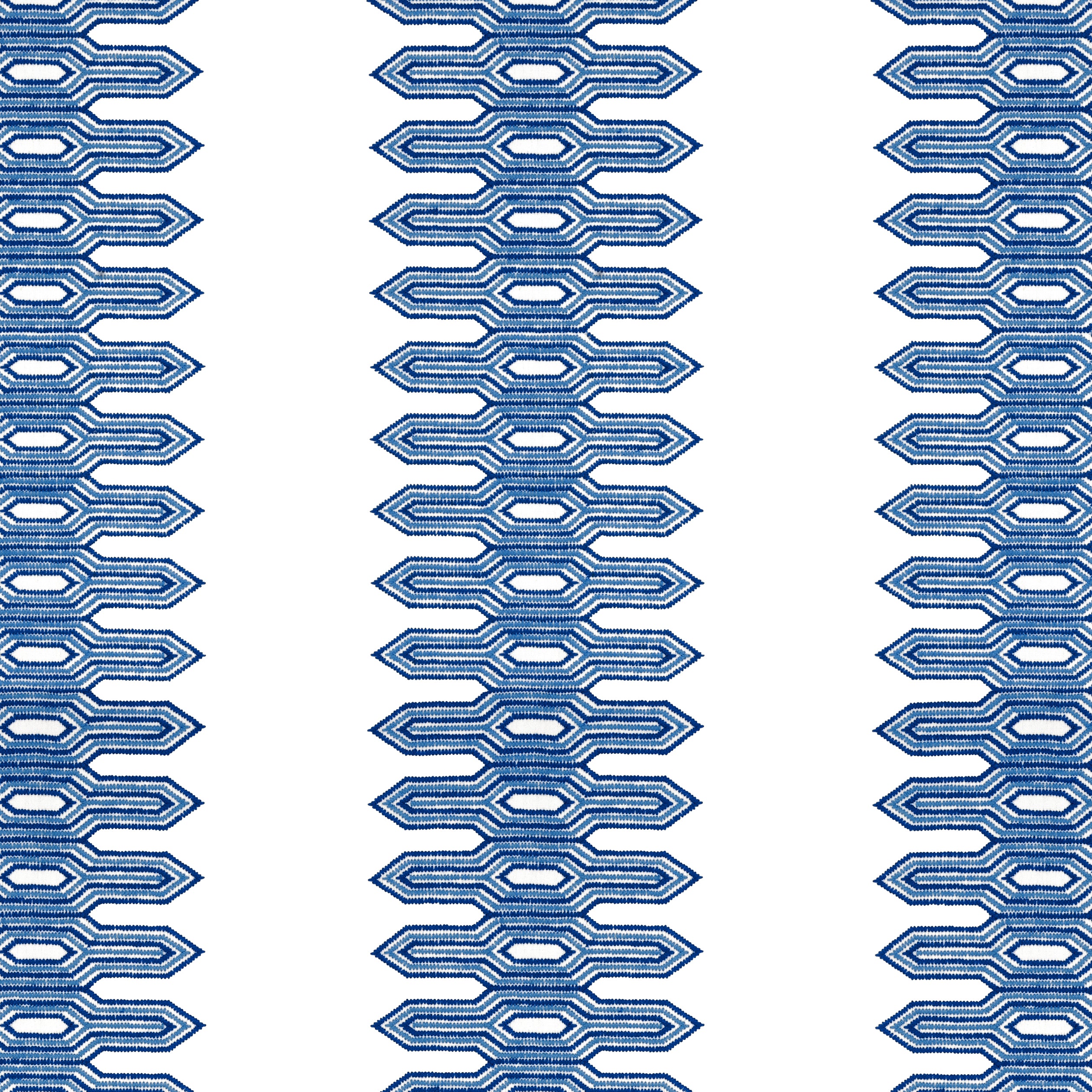 Nola Stripe Embroidery fabric in navy color - pattern number W720810 - by Thibaut in the Eden collection