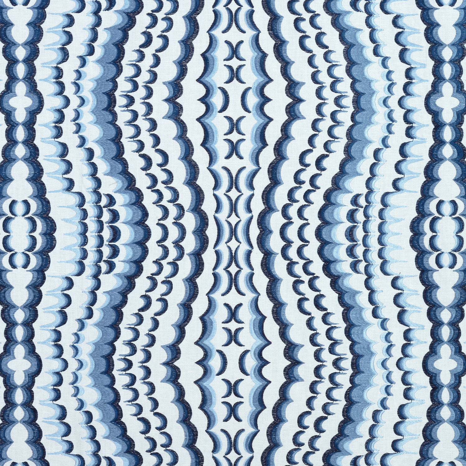 Ebru Embroidery fabric in blue color - pattern number W72982 - by Thibaut in the Paramount collection