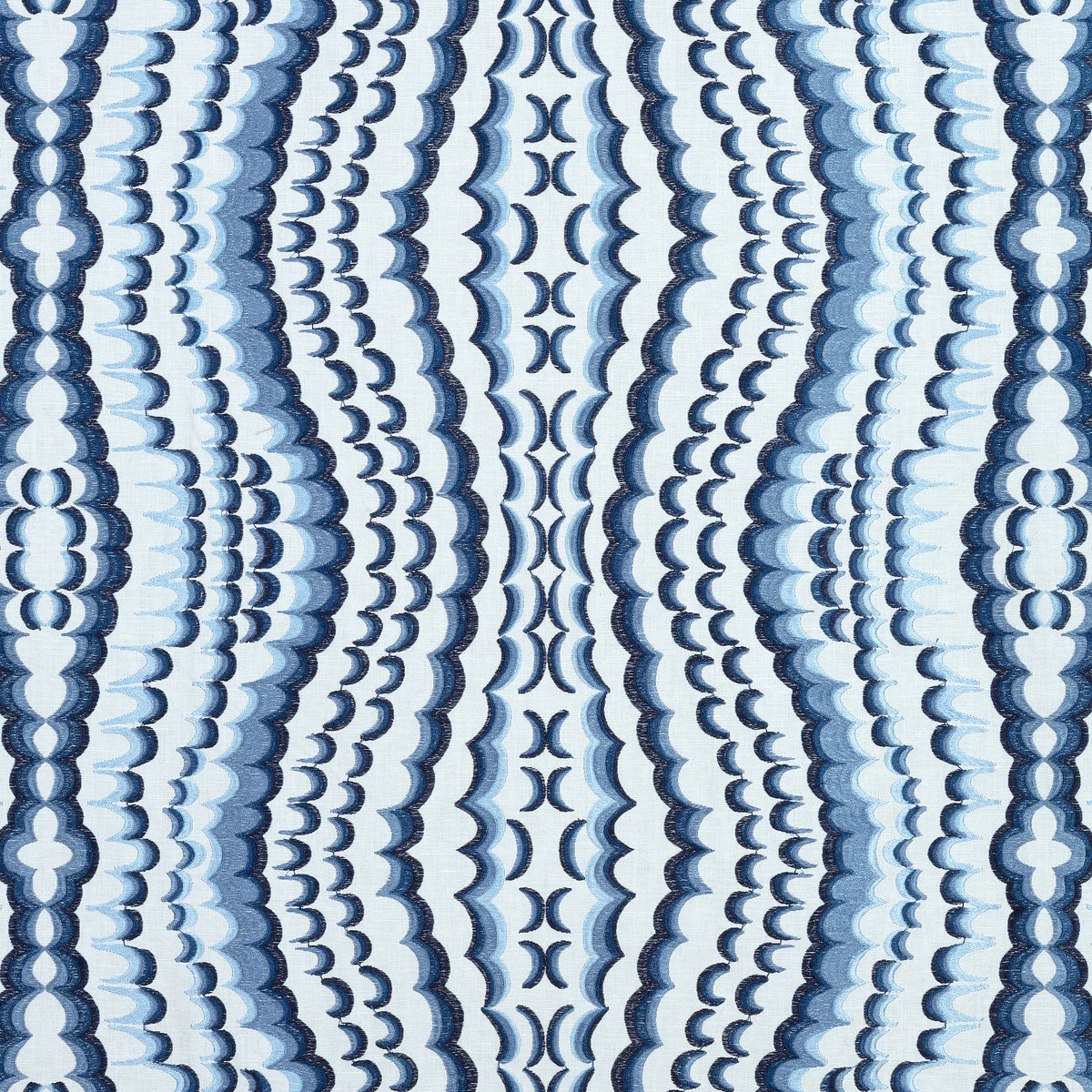 Ebru Embroidery fabric in blue color - pattern number W72982 - by Thibaut in the Paramount collection