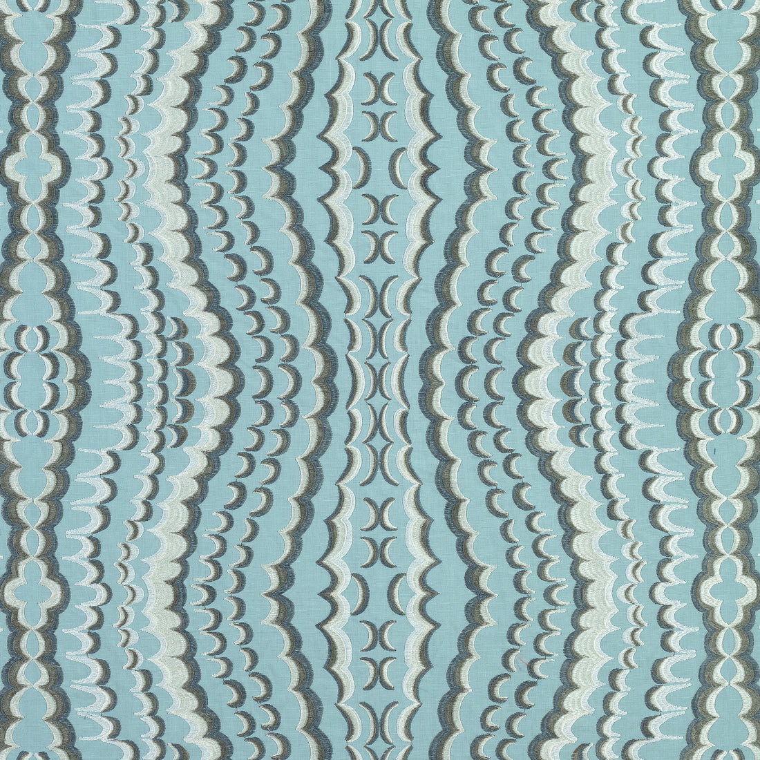 Ebru Embroidery fabric in aqua color - pattern number W72983 - by Thibaut in the Paramount collection