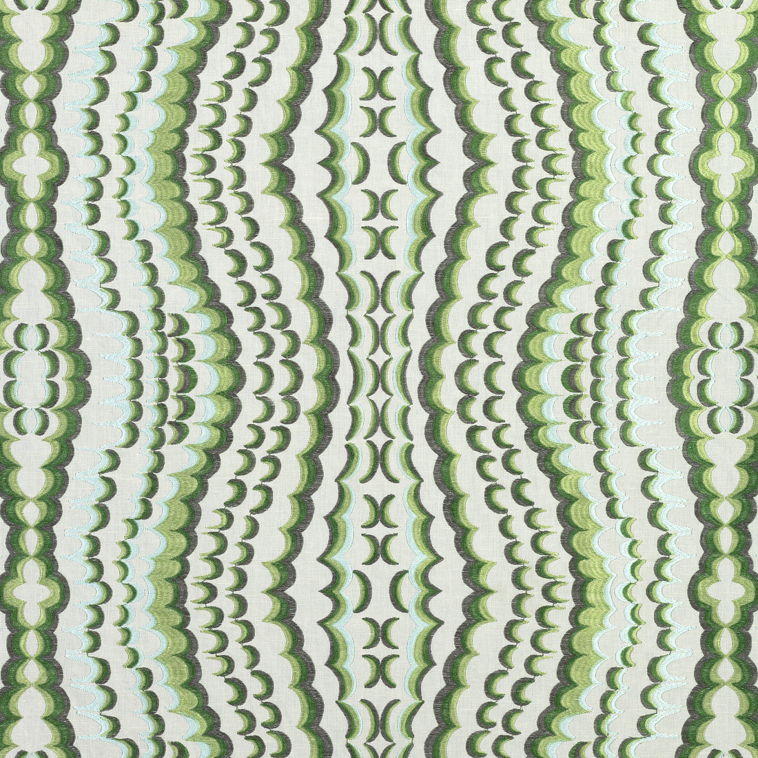 Ebru Embroidery fabric in green color - pattern number W72984 - by Thibaut in the Paramount collection