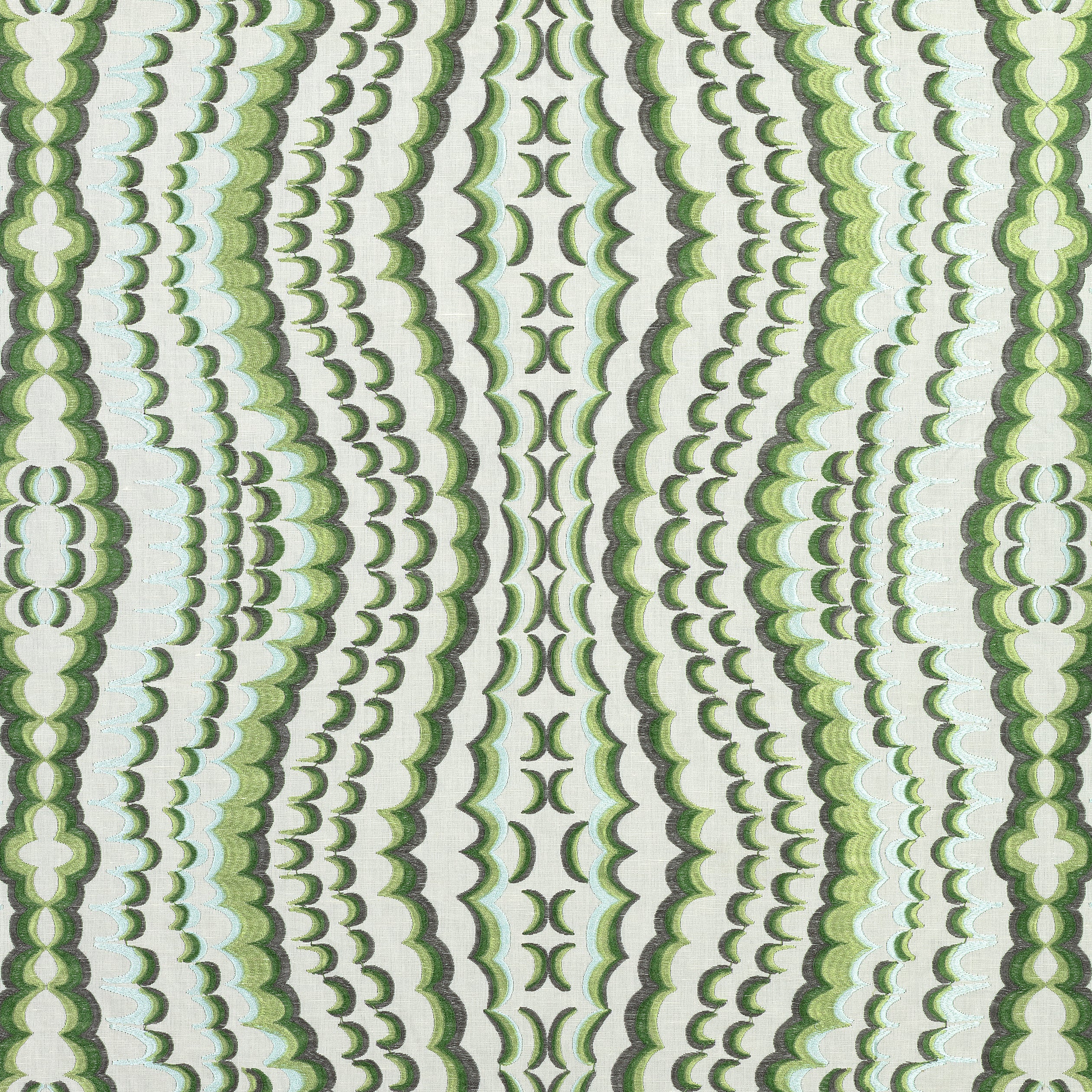 Ebru Embroidery fabric in green color - pattern number W72984 - by Thibaut in the Paramount collection