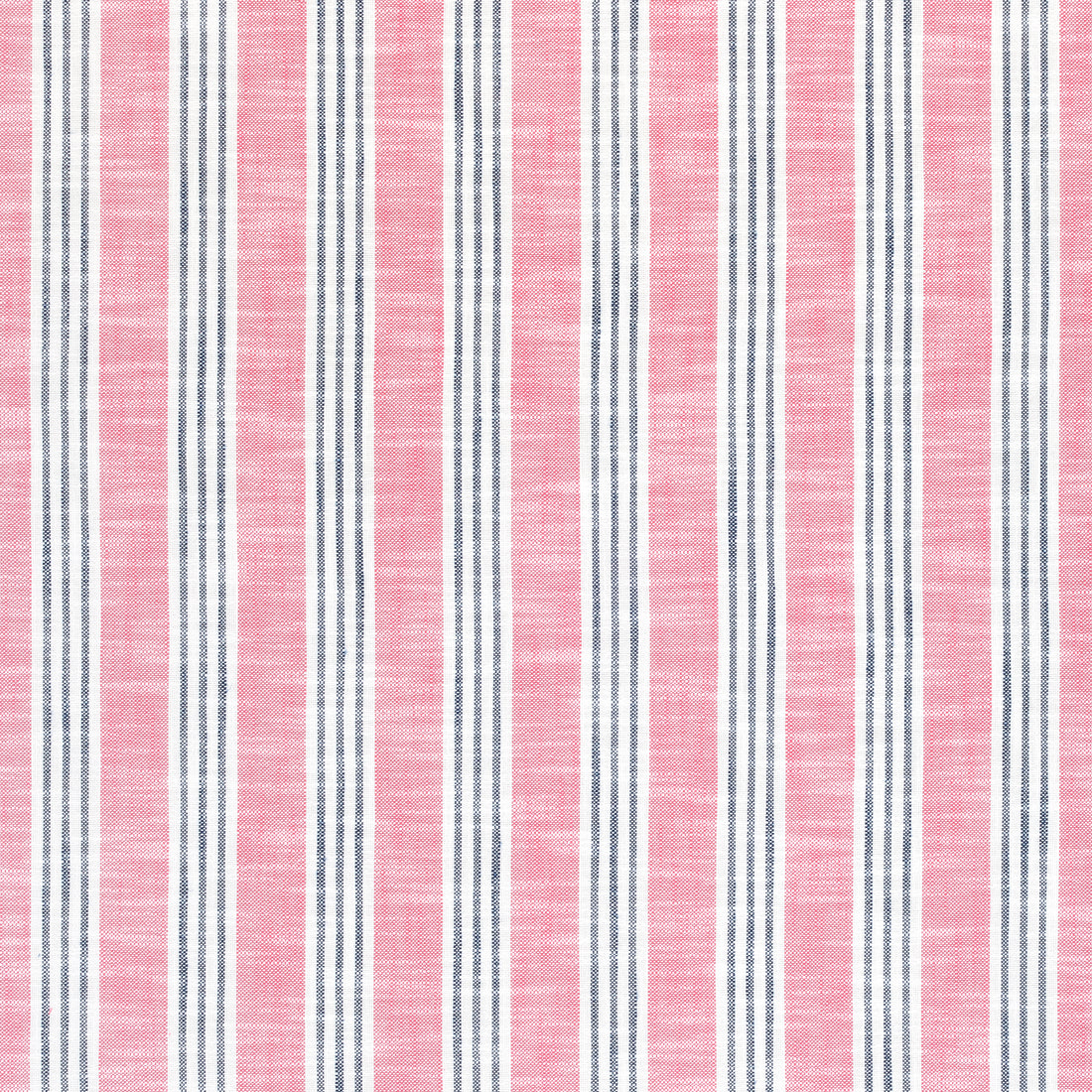 Southport Stripe fabric in peony and navy color - pattern number W73490 - by Thibaut in the Landmark collection