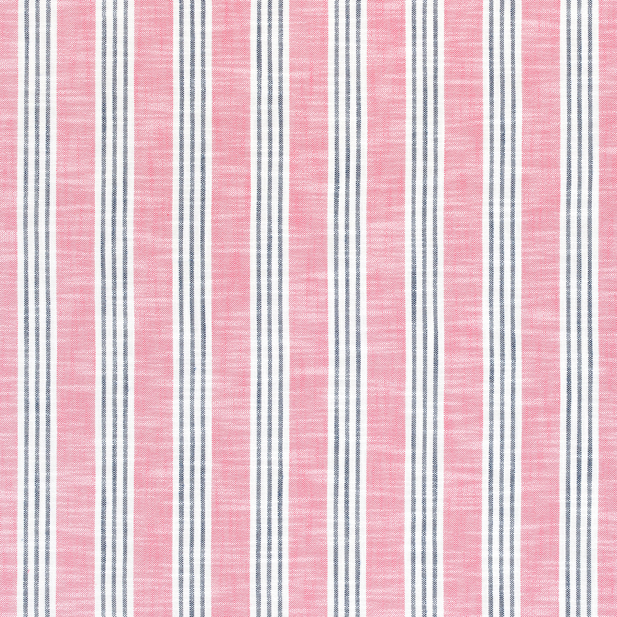 Southport Stripe fabric in peony and navy color - pattern number W73490 - by Thibaut in the Landmark collection