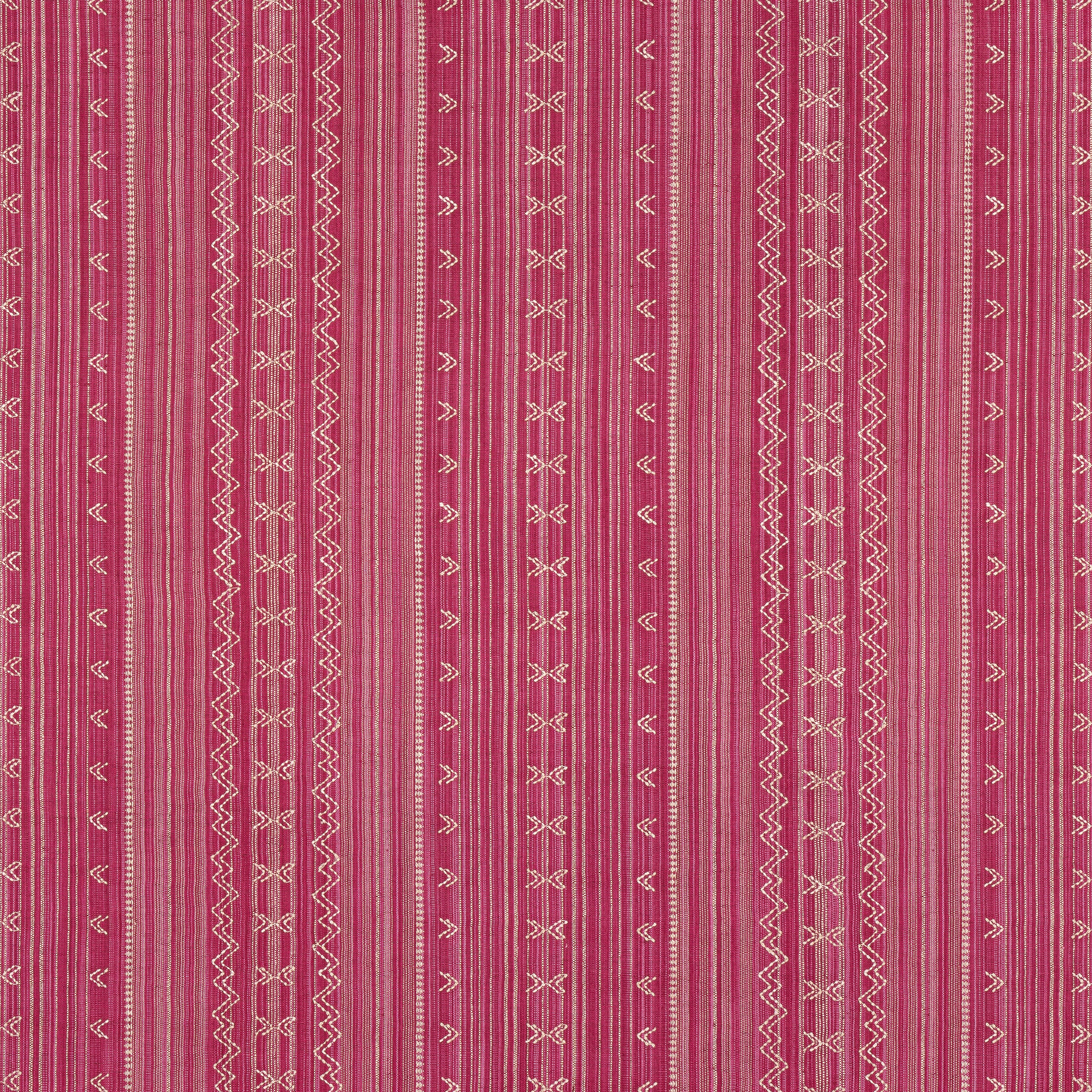 Charter Stripe Embroidery fabric in raspberry color - pattern number W736454 - by Thibaut in the Indienne collection