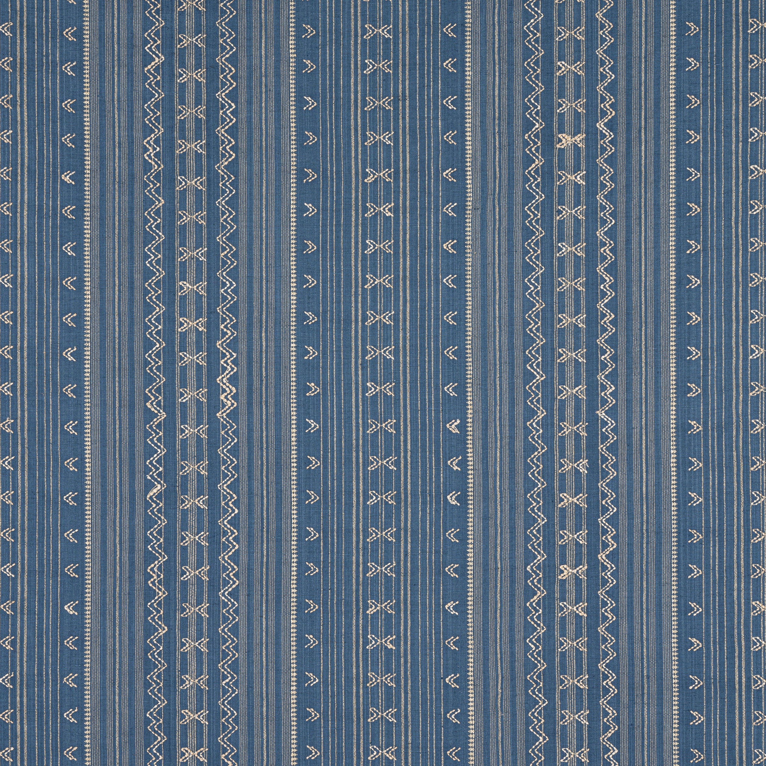 Charter Stripe Embroidery fabric in navy color - pattern number W736456 - by Thibaut in the Indienne collection