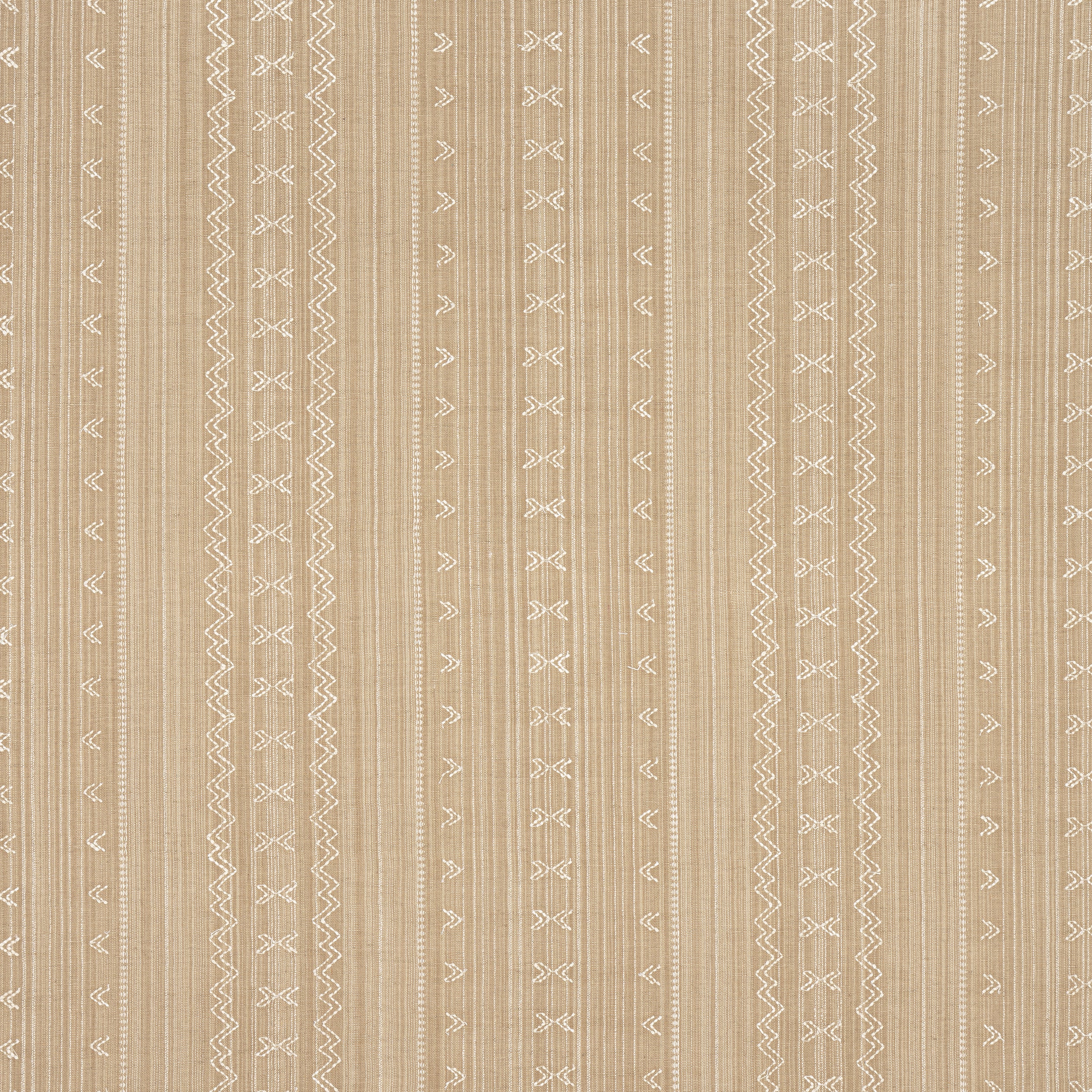 Charter Stripe Embroidery fabric in camel color - pattern number W736457 - by Thibaut in the Indienne collection