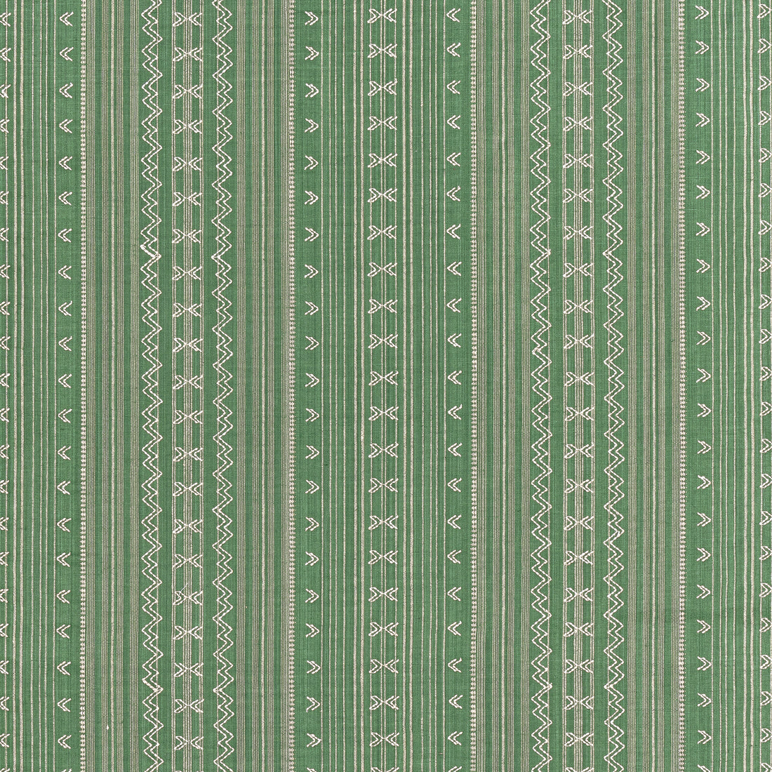Charter Stripe Embroidery fabric in green color - pattern number W736458 - by Thibaut in the Indienne collection