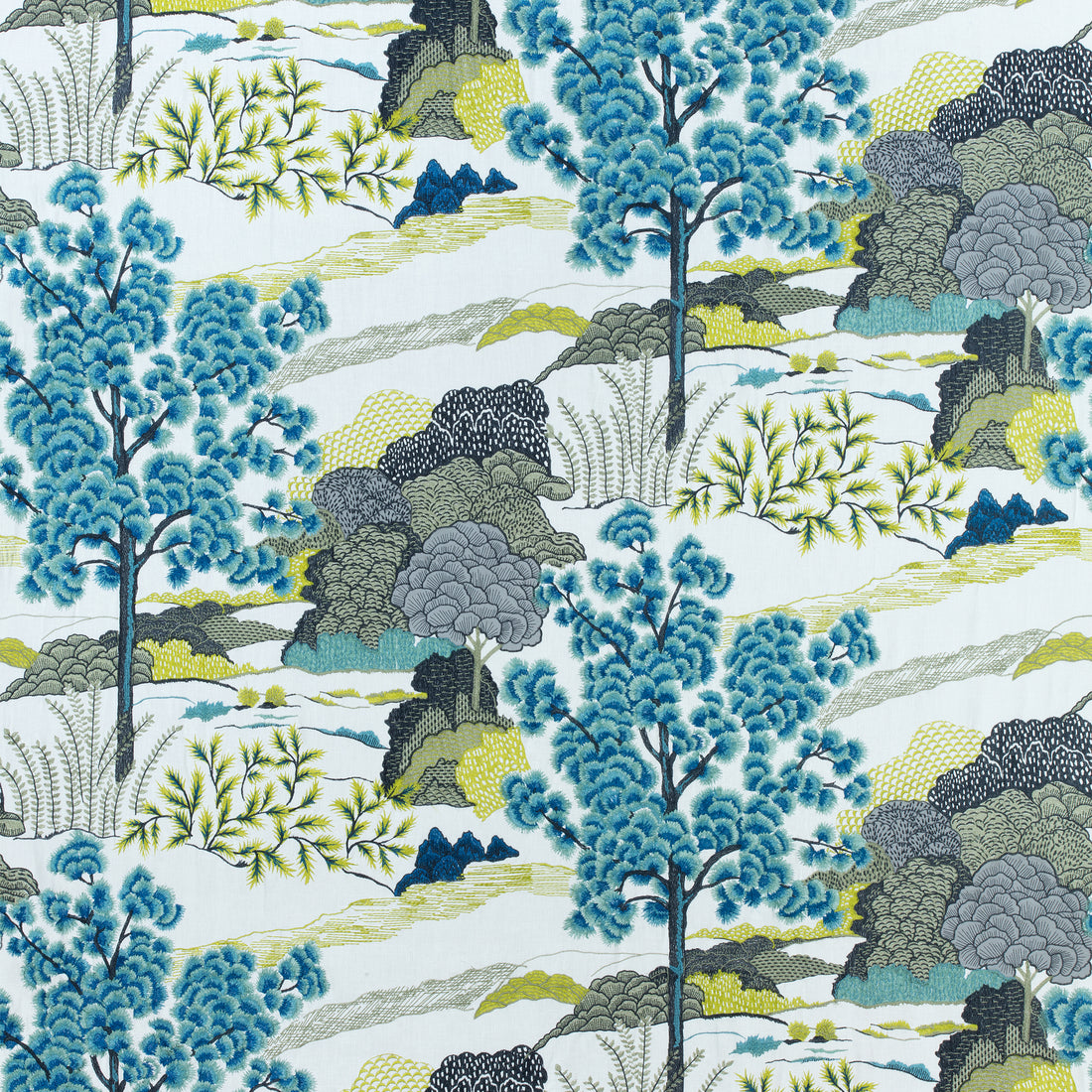 Daintree Embroidery fabric in bluemoon color - pattern number W785000 - by Thibaut in the Greenwood collection