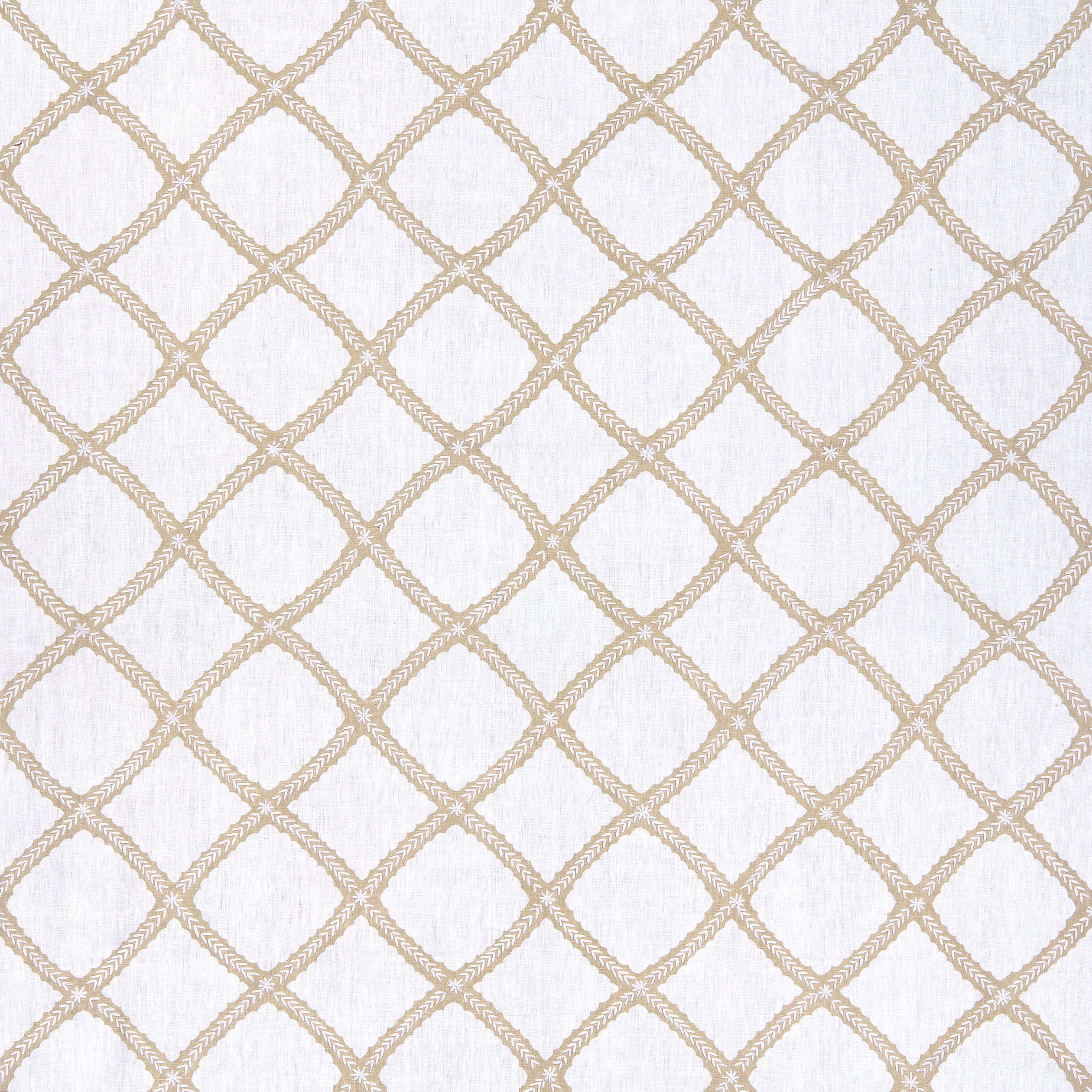 Majuli Embroidery fabric in beige on white color - pattern number W788705 - by Thibaut in the Trade Routes collection