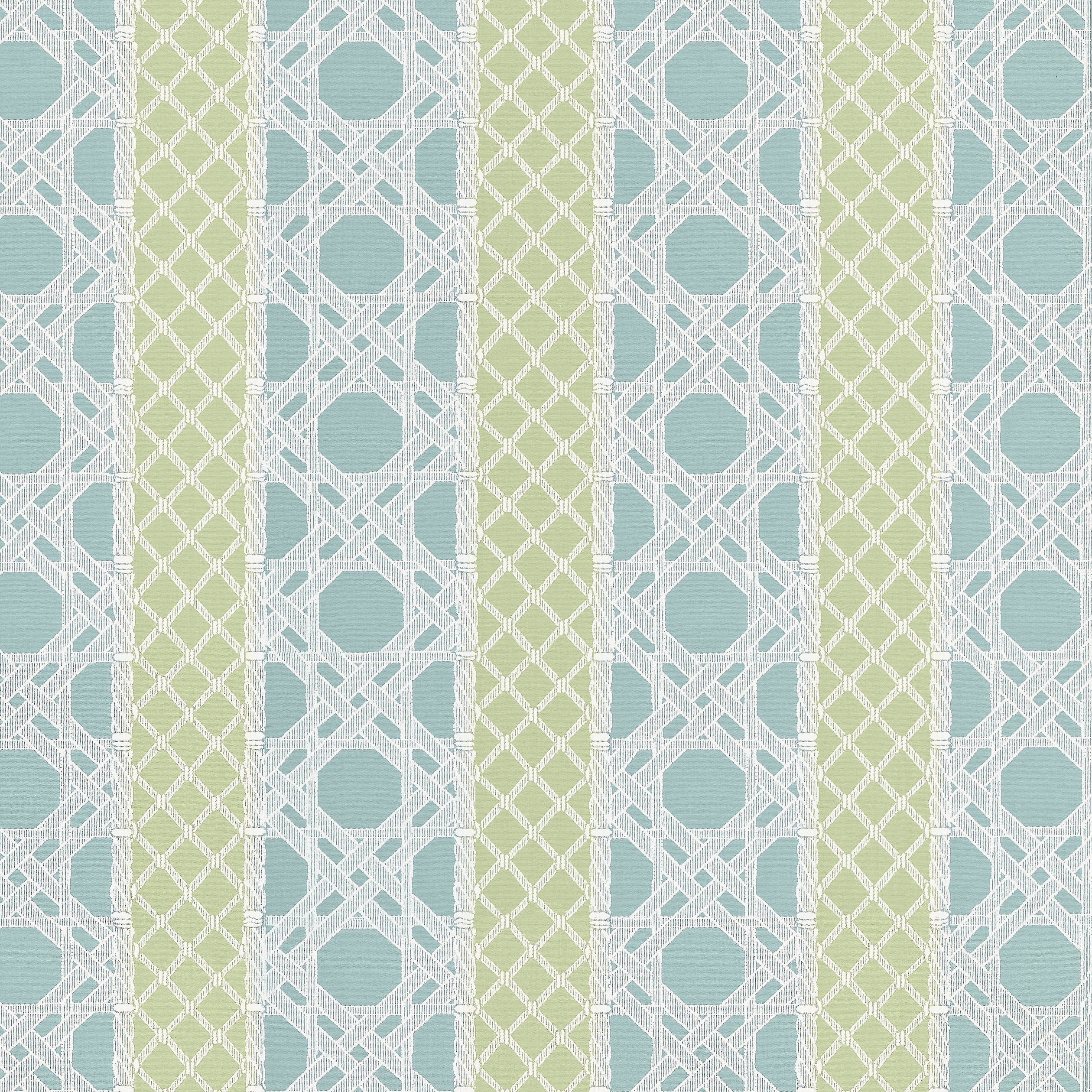 Trelliage fabric in pool and leaf color - pattern number W81773 - by Thibaut in the Soleil collection