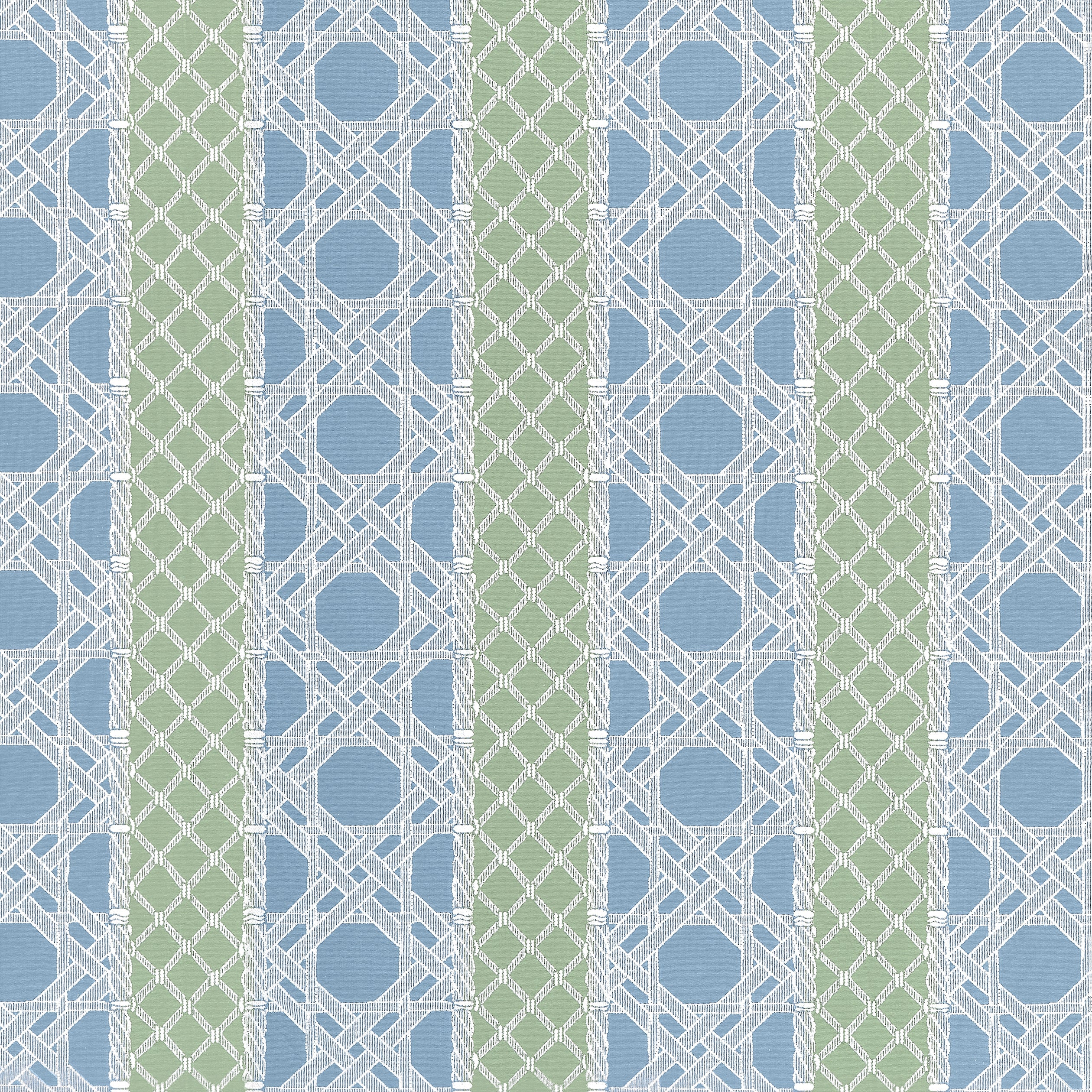 Trelliage fabric in cornflower and clover color - pattern number W81774 - by Thibaut in the Soleil collection