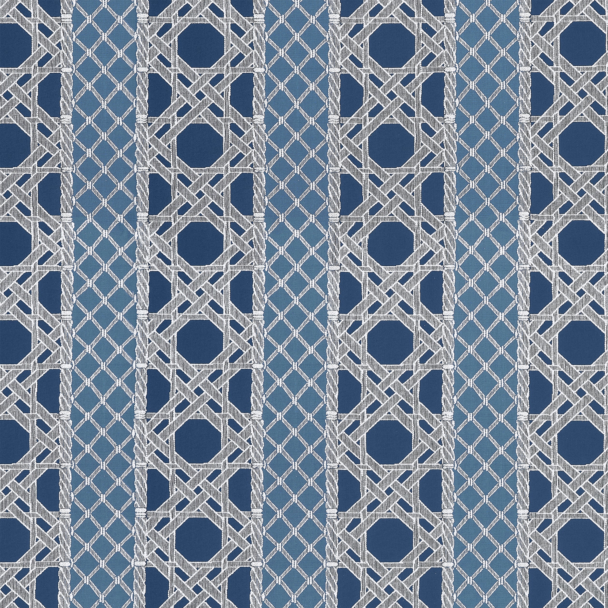 Trelliage fabric in navy and cadet color - pattern number W81775 - by Thibaut in the Soleil collection