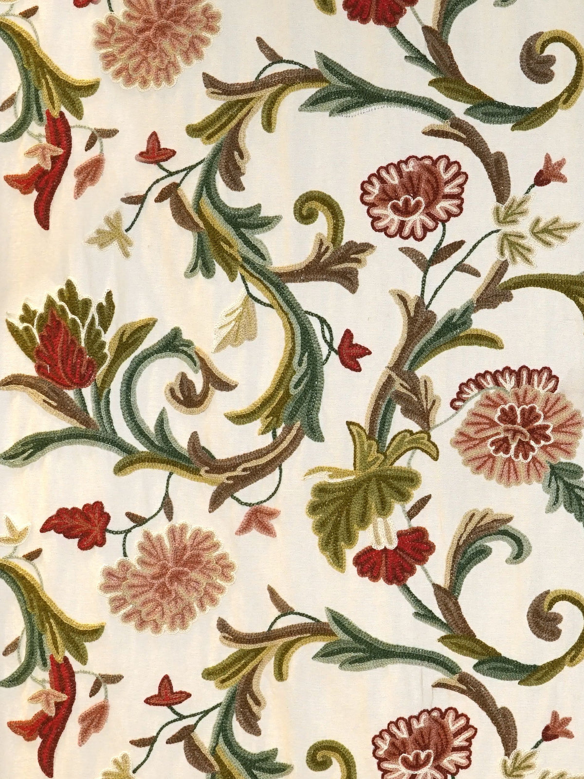 Devin Crewel fabric in pastel color - pattern number WI 00010124 - by Scalamandre in the Old World Weavers collection