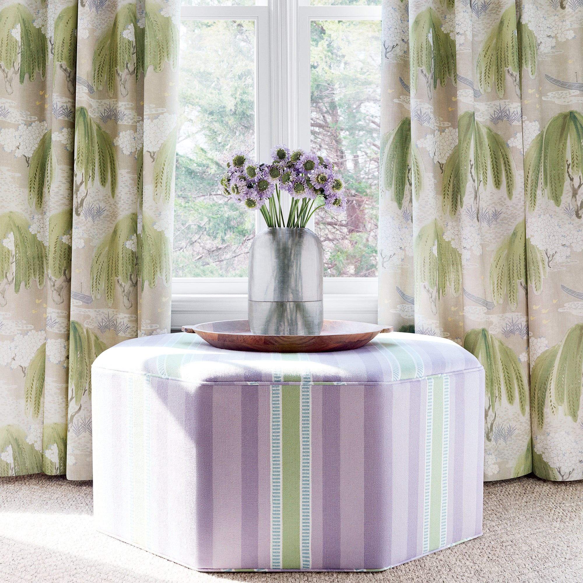 Willow Tree printed fabric in Beige