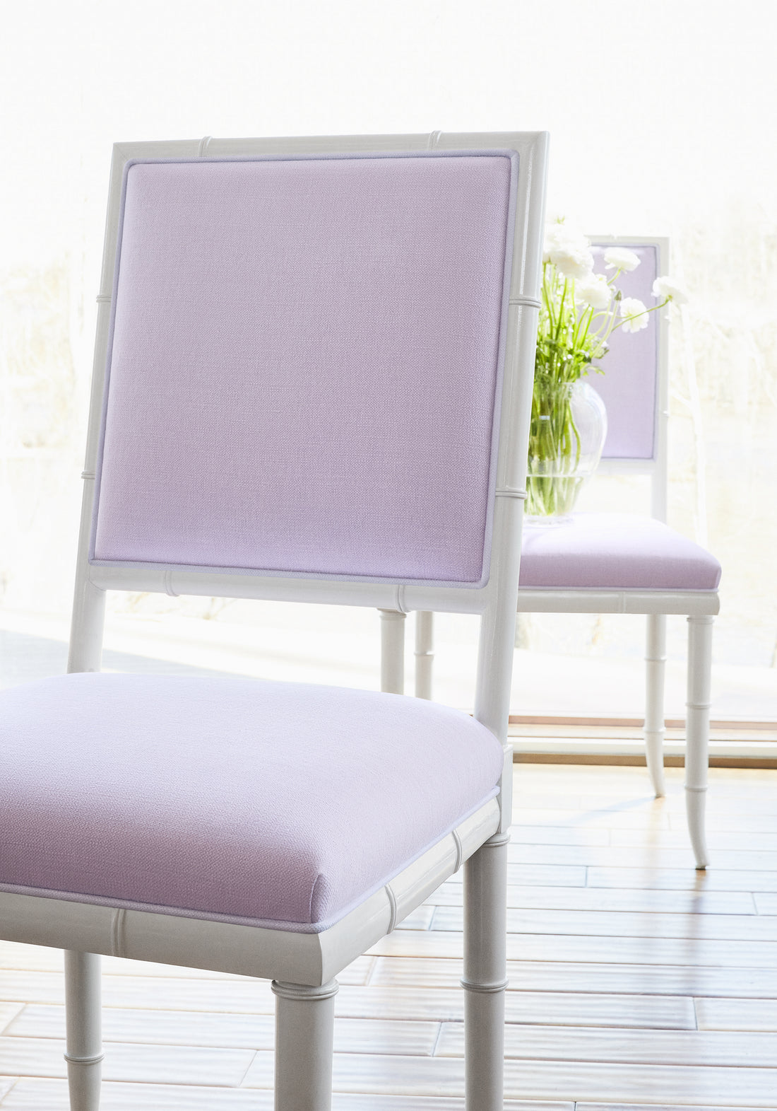 Darien Dining Chair in Prisma woven fabric in lilac color - pattern number W70135 - by Thibaut in the Woven Resource Vol 12 Prisma collection