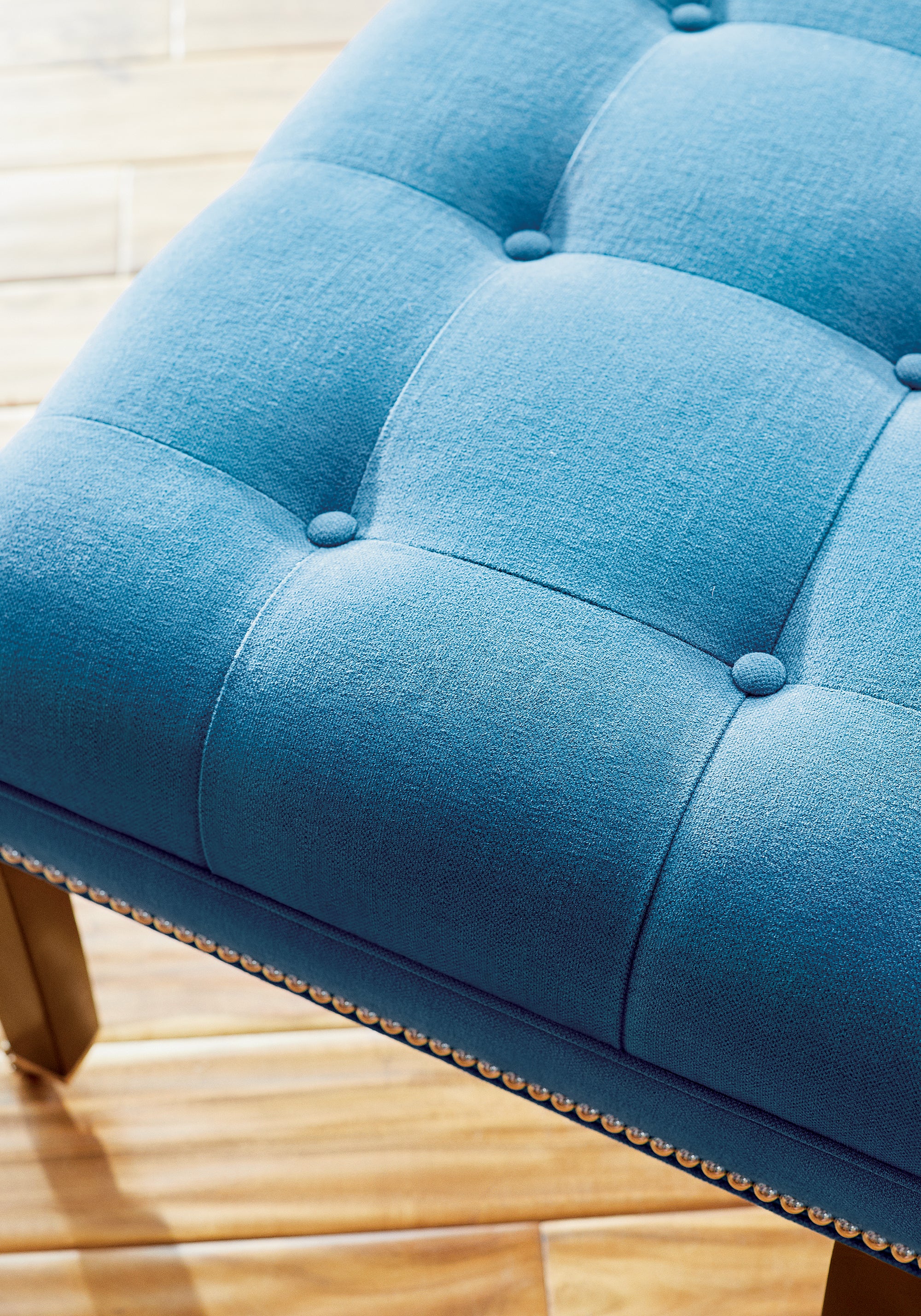 Bermuda colored Westover Ottoman in Prisma woven fabric, pattern number W70153 of Thibaut&