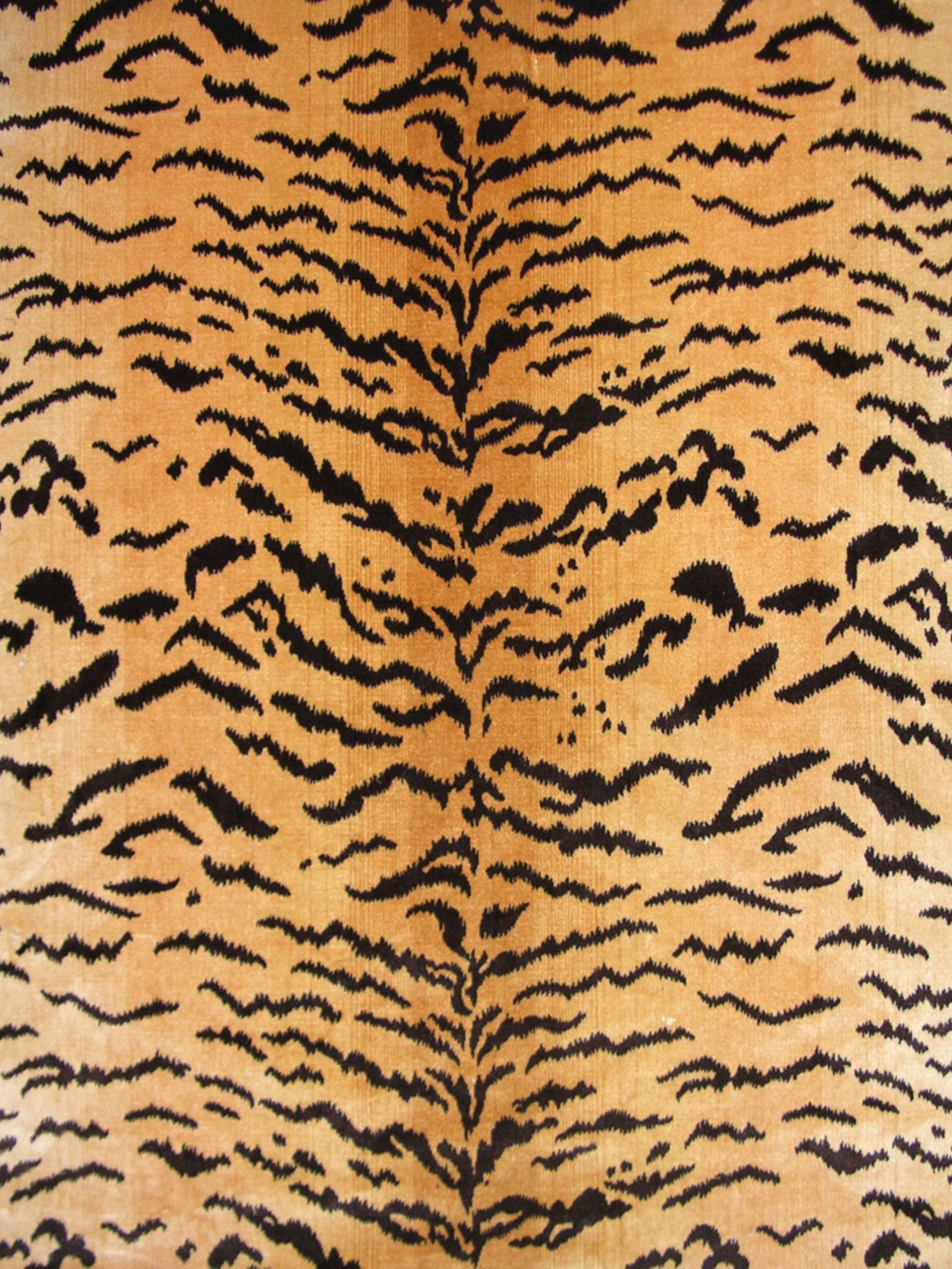 Tiger - Silk fabric in brown on gold color - pattern number YS 00010691 - by Scalamandre in the Old World Weavers collection