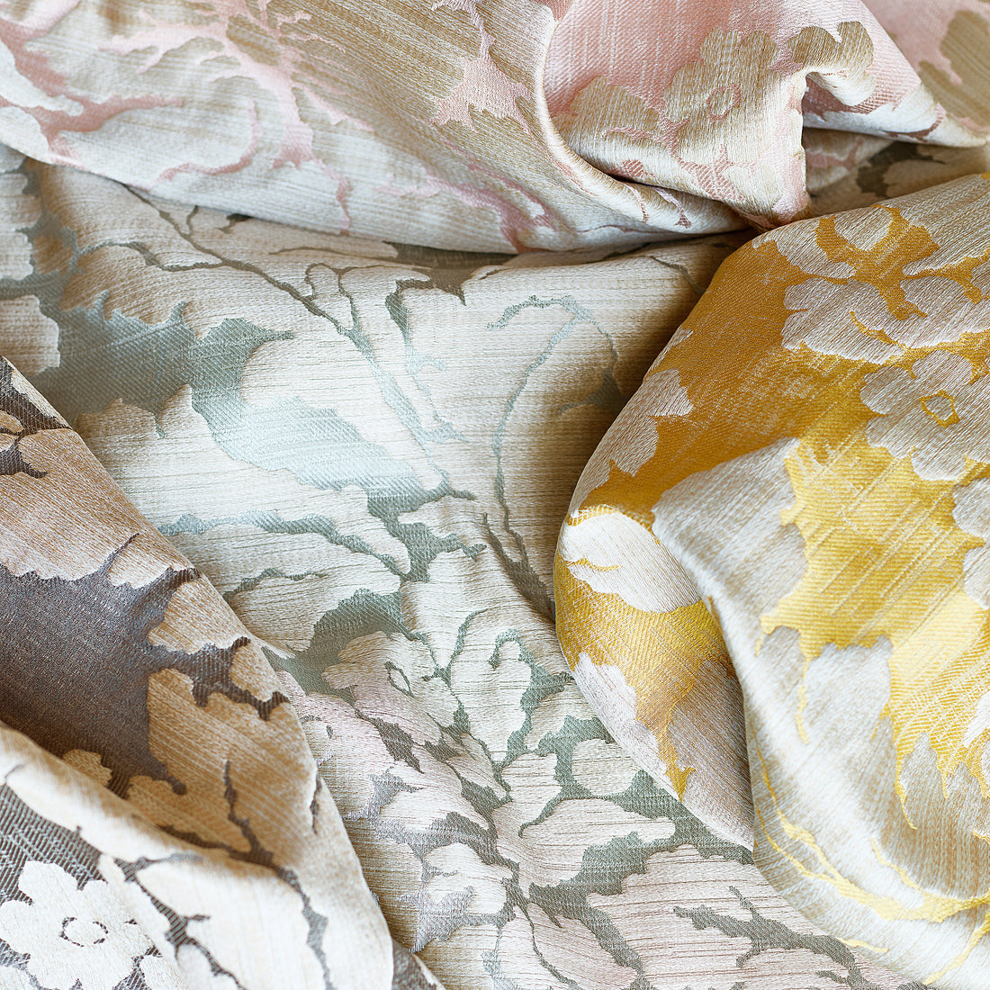 Color series showing Caserta Damask fabric in aqua color - pattern number AW72982 - by Anna French in the Manor collection