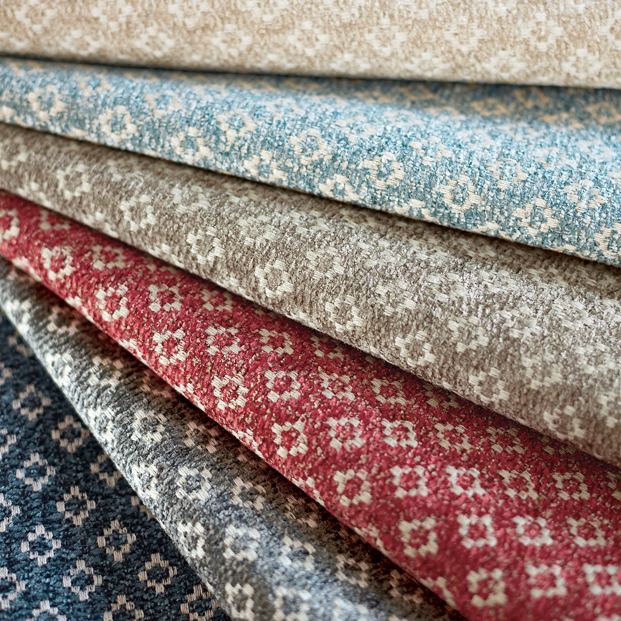 Color series showing Claudio fabric in aqua color - pattern number AW72998 - by Anna French