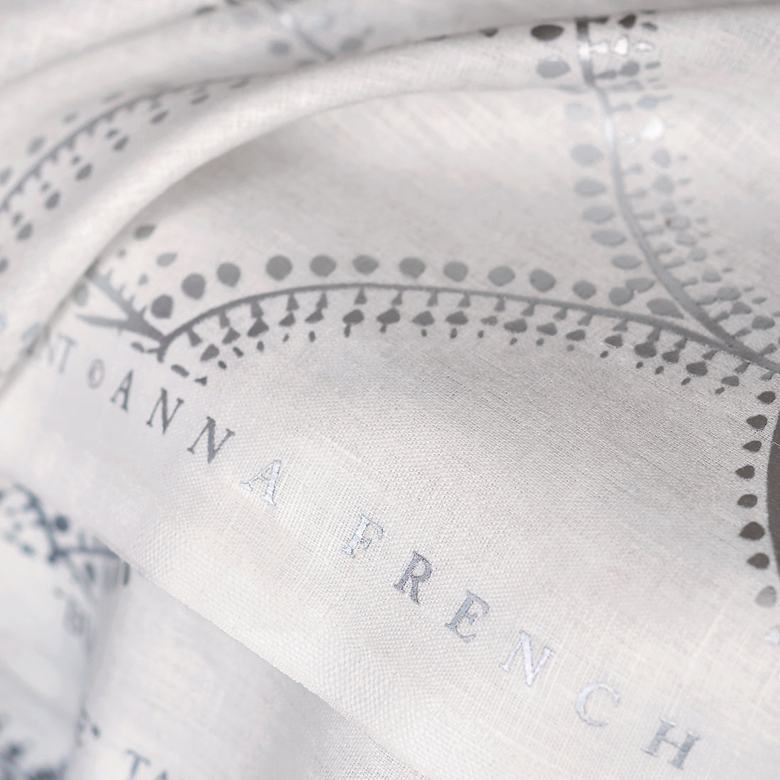 Detail of Burmese printed fabric in alabaster color - pattern number AF73015 - by Anna French