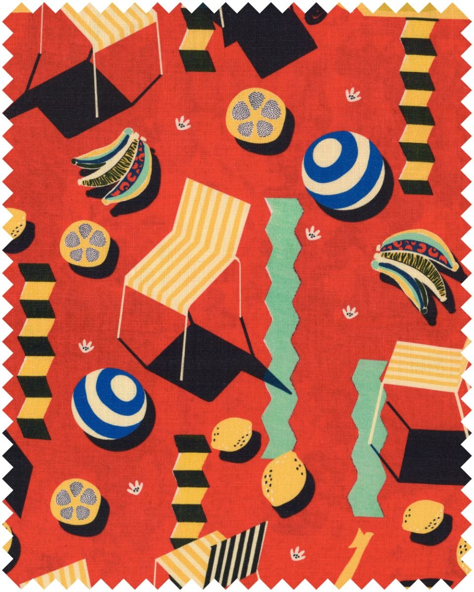 Rosso Giallo Linen fabric in red color - pattern number FB00135 - by Mind The Gap in the La Dolce Vita collection
