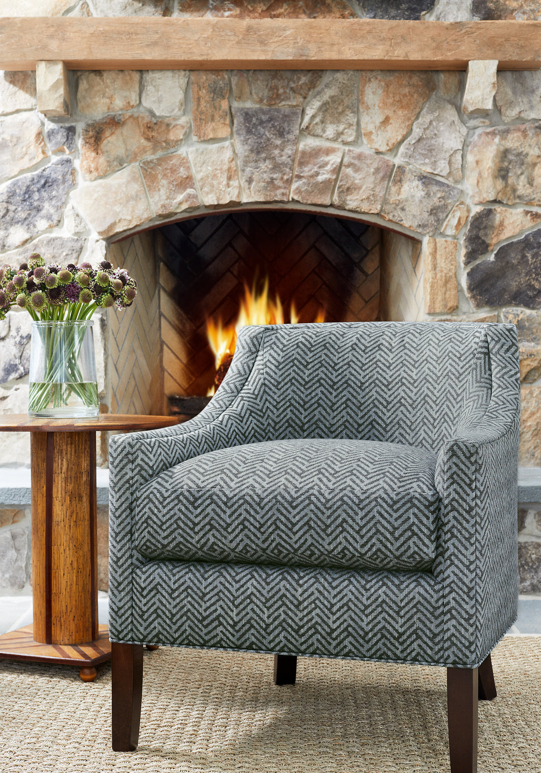 Everett Chair in Varenna woven fabric in mineral color - pattern number W8113 - by Thibaut in the Sereno collection