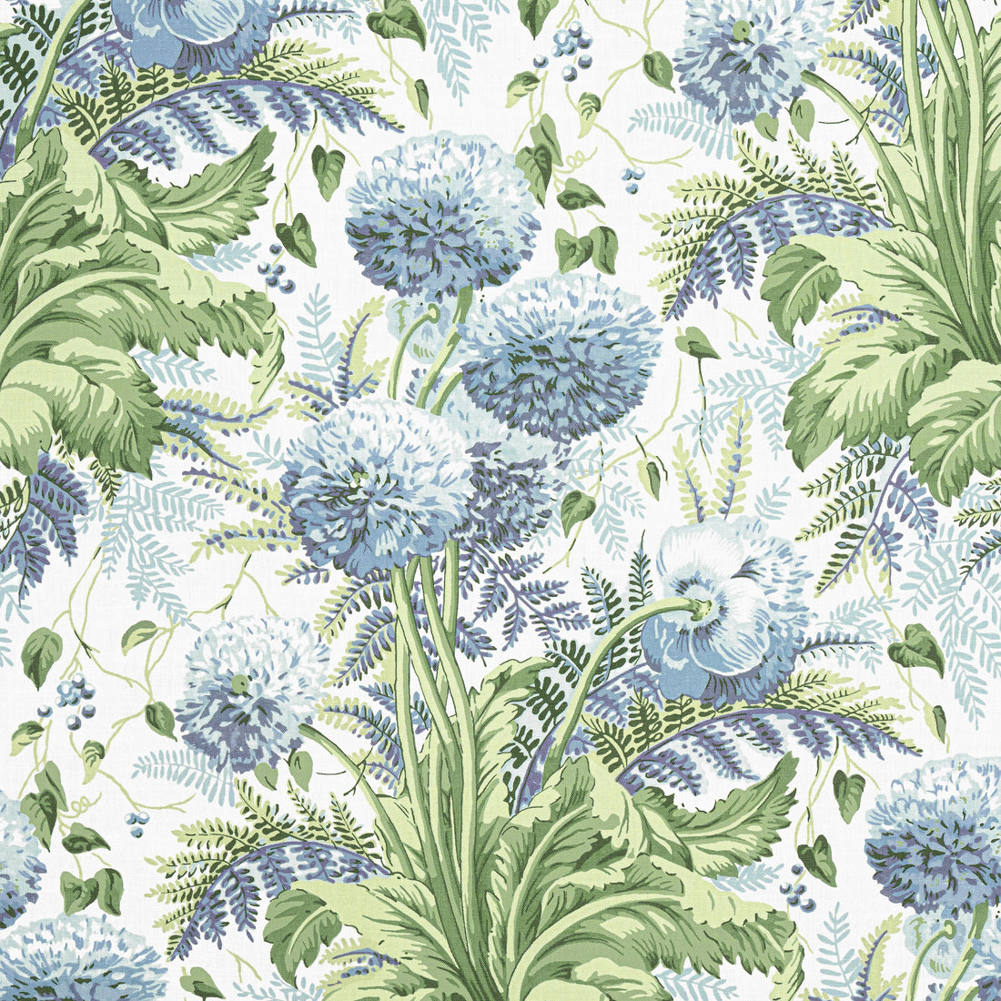 Dahlia fabric in Sky on White color - pattern number AF24535 - by Anna French in the Devon collection