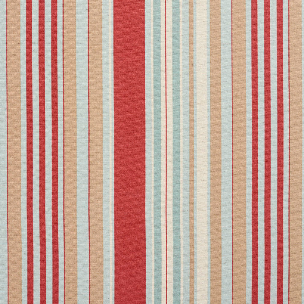 Springtime Stripes fabric in blue red and burgundy color - pattern number 10810-02 - by Charlotte in the Botanical Prints collection