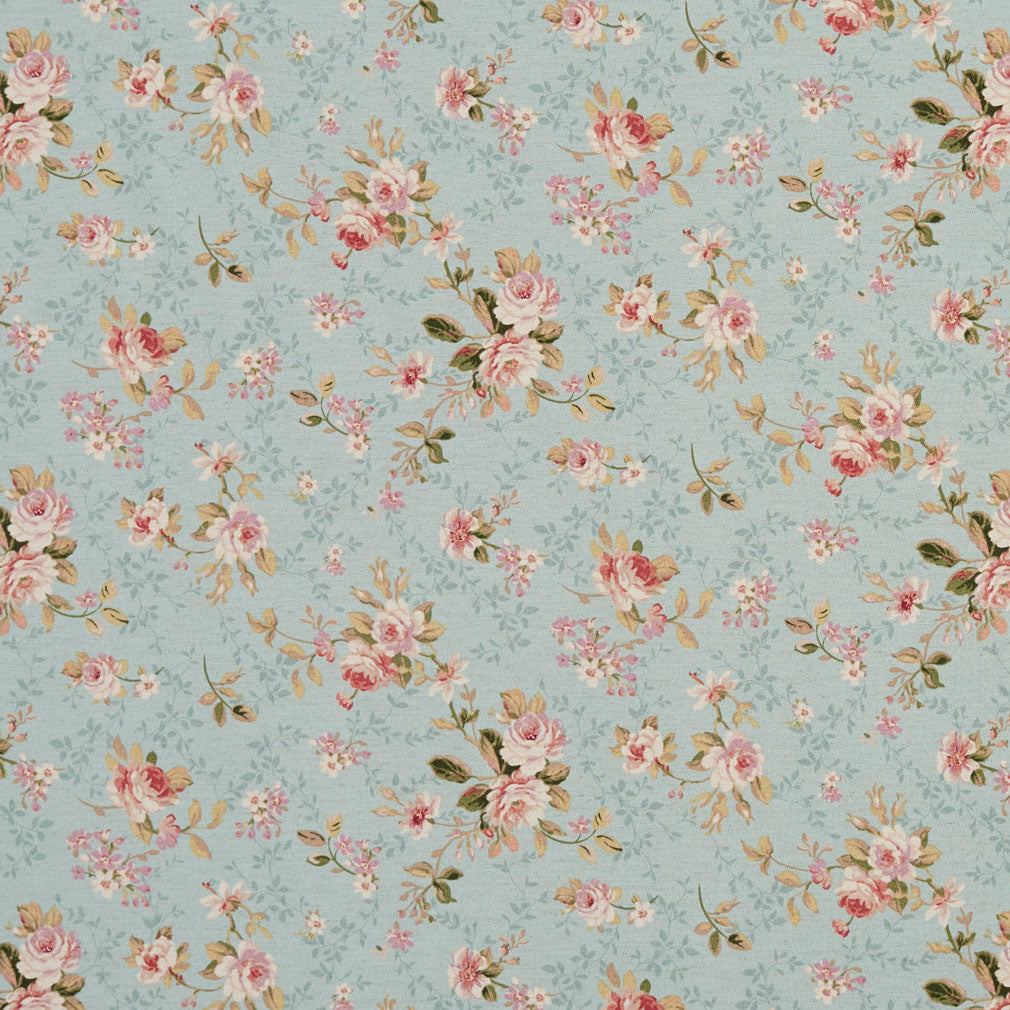 Garden Rose fabric in blue pink color - pattern number 10820-02 - by Charlotte in the Botanical Prints collection