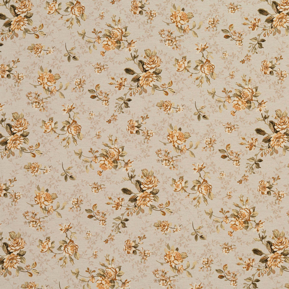 Garden Rose fabric in gold and yellow color - pattern number 10820-03 - by Charlotte in the Botanical Prints collection