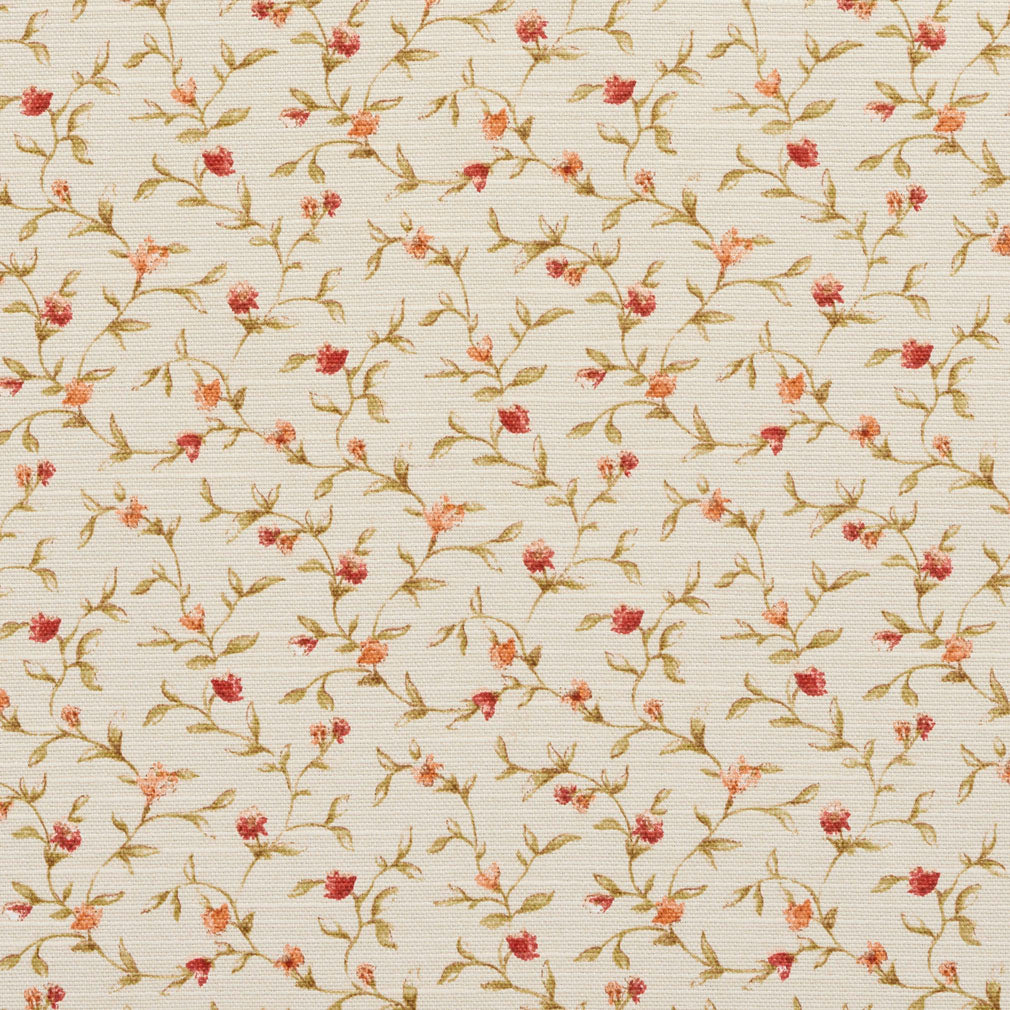 Warm Floral Trail fabric in coral and peach color - pattern number 10850-03 - by Charlotte in the Botanical Prints collection