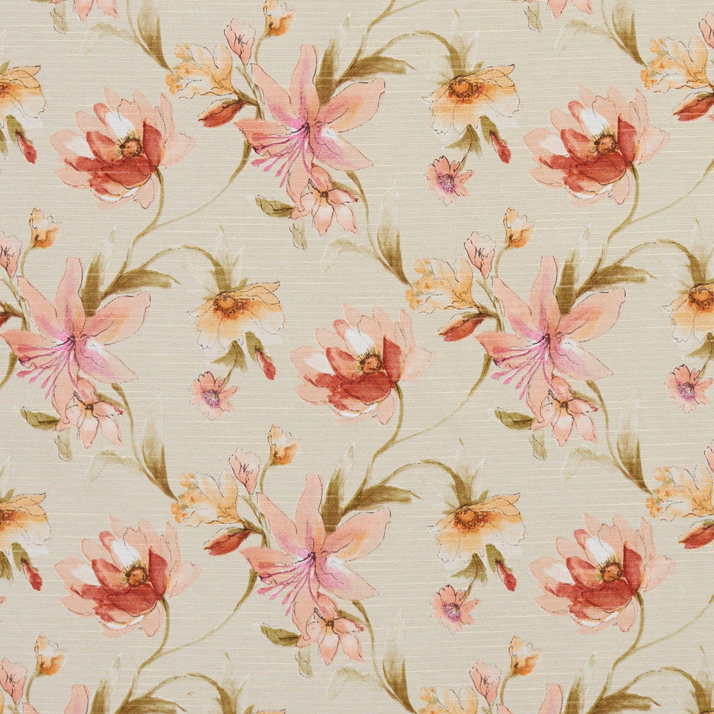 Watercolor Floral Trail fabric in coral and peach color - pattern number 10870-02 - by Charlotte in the Botanical Prints collection