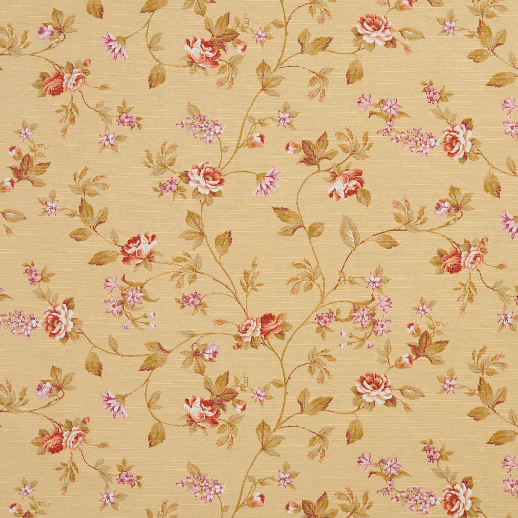 Rose Trail fabric in gold yellow orange and rust color - pattern number 10890-01 - by Charlotte in the Botanical Prints collection