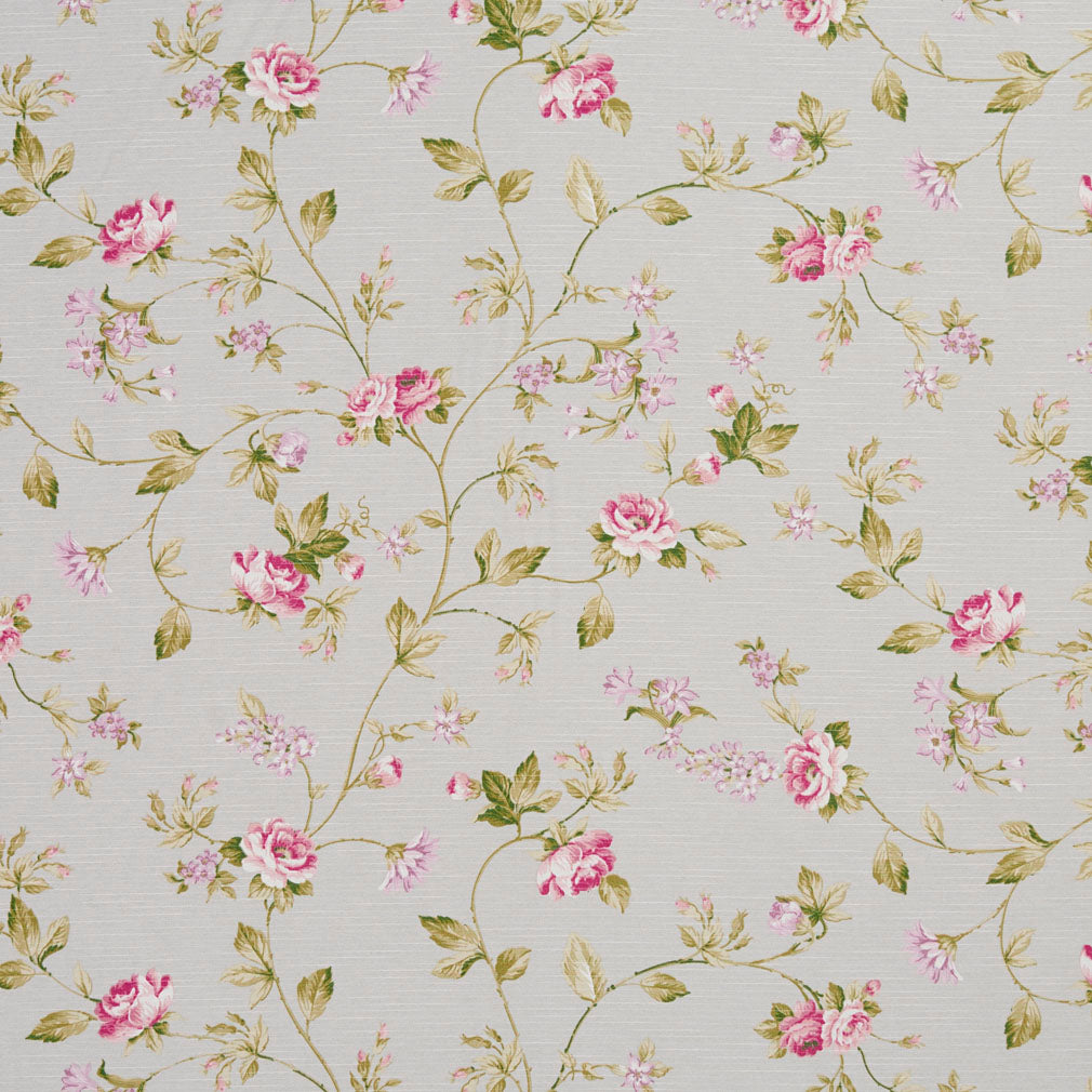 Rose Trail fabric in green pink color - pattern number 10890-03 - by Charlotte in the Botanical Prints collection